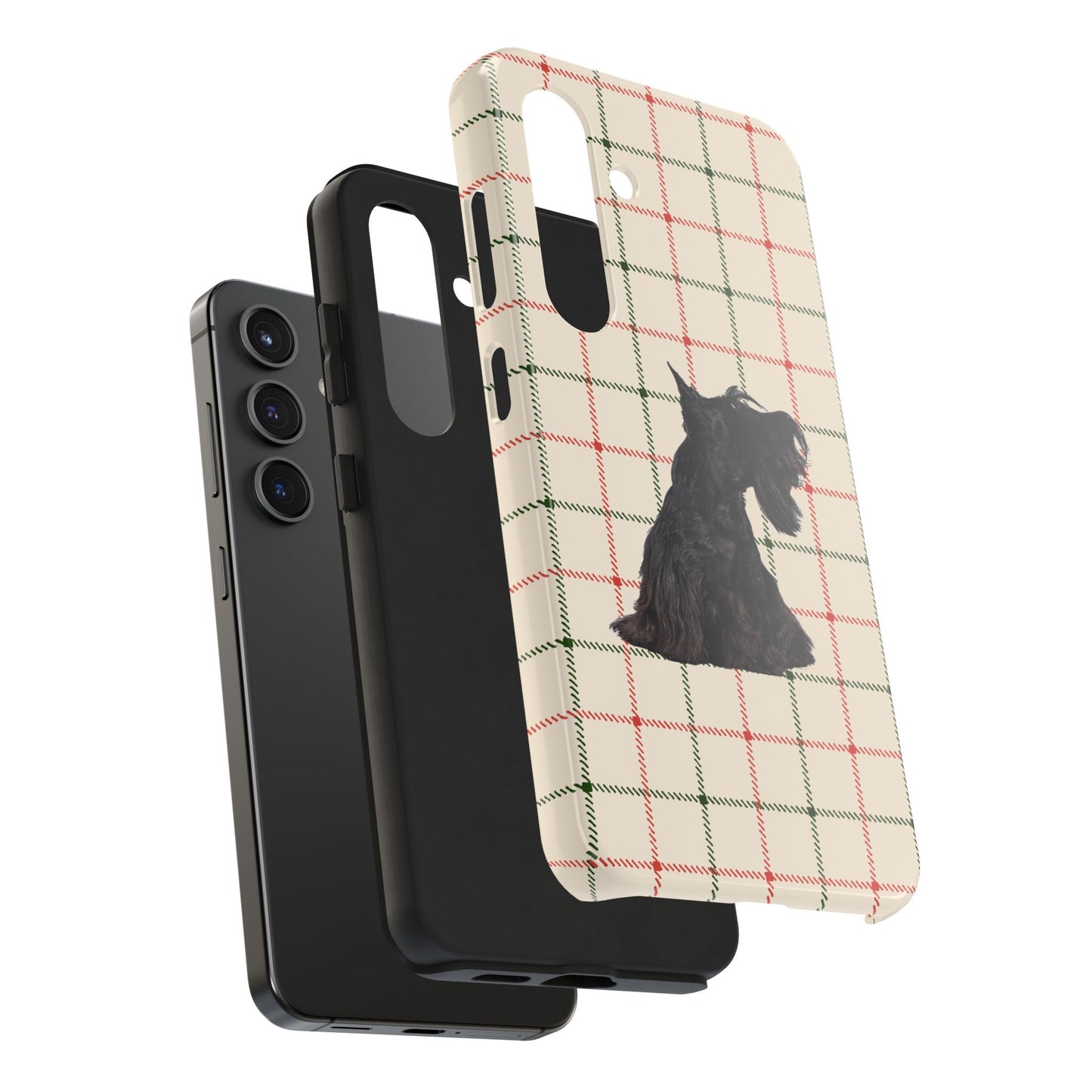 Scottish Terrier Phone Case, Tough Cases, Scottie Dog Phone Cover, Gift for Dog Lovers, Plaid Design