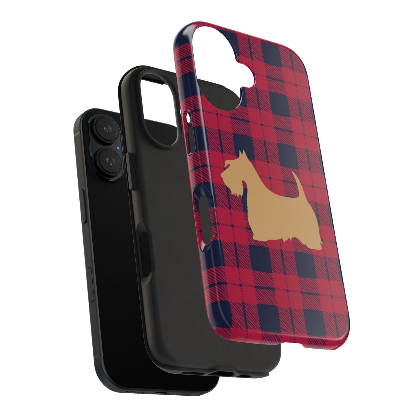 Scottish Terrier Phone Case, Tough Cases, Scottie Dog Phone Cover, Gift for Dog Lovers, Plaid Design