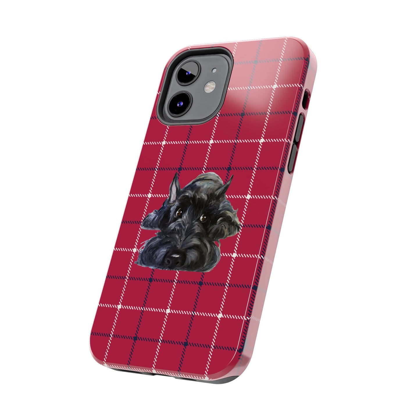 Scottish Terrier Phone Case, Tough Cases, Scottie Dog Phone Cover, Gift for Dog Lovers, Plaid Design