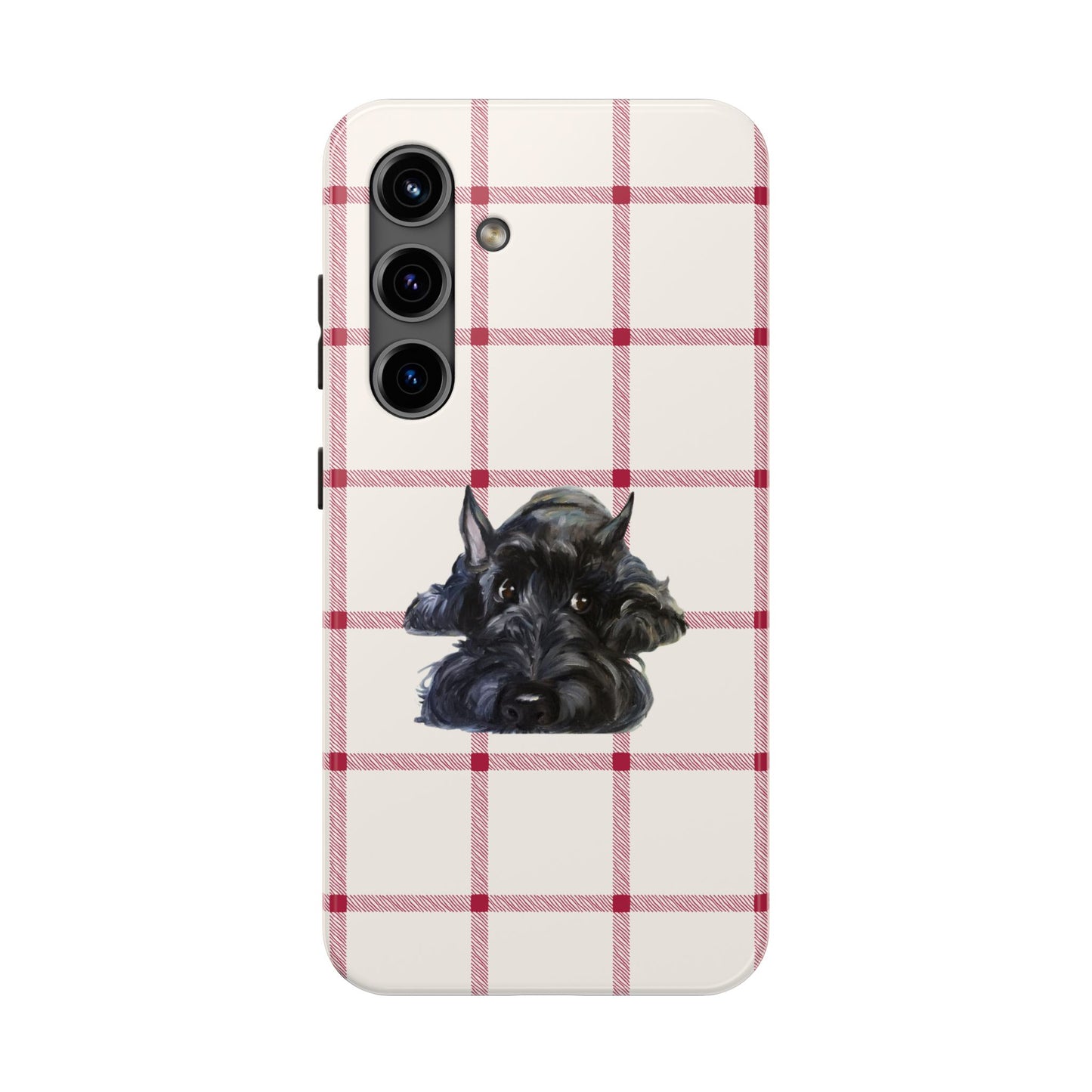 Scottish Terrier Phone Case, Tough Cases, Scottie Dog Phone Cover, Gift for Dog Lovers, Plaid Design