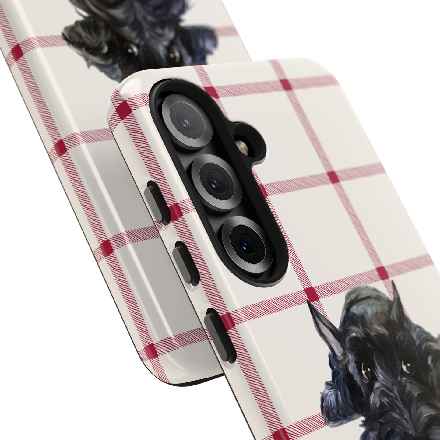 Scottish Terrier Phone Case, Tough Cases, Scottie Dog Phone Cover, Gift for Dog Lovers, Plaid Design