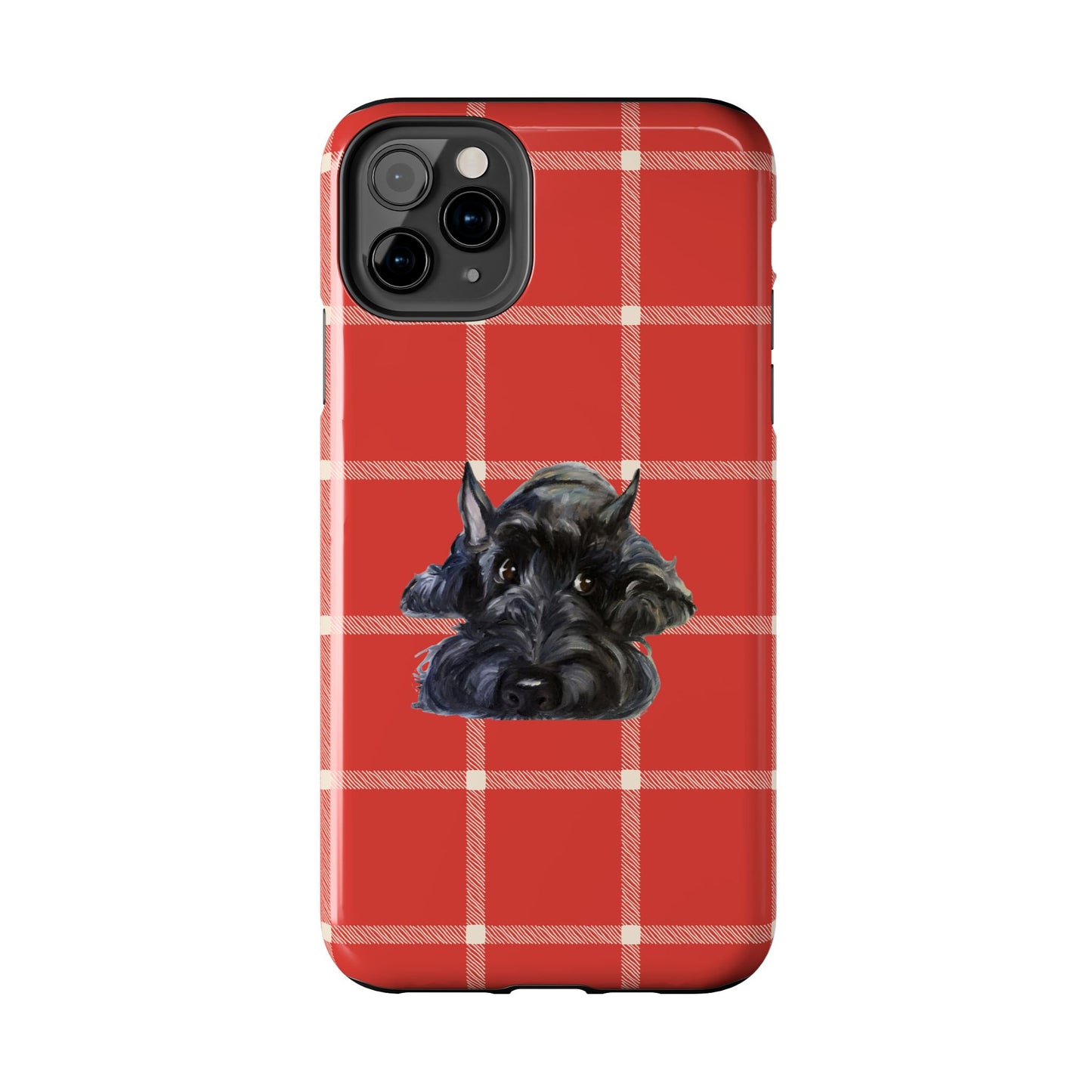 Scottish Terrier Phone Case, Tough Cases, Scottie Dog Phone Cover, Gift for Dog Lovers, Plaid Design