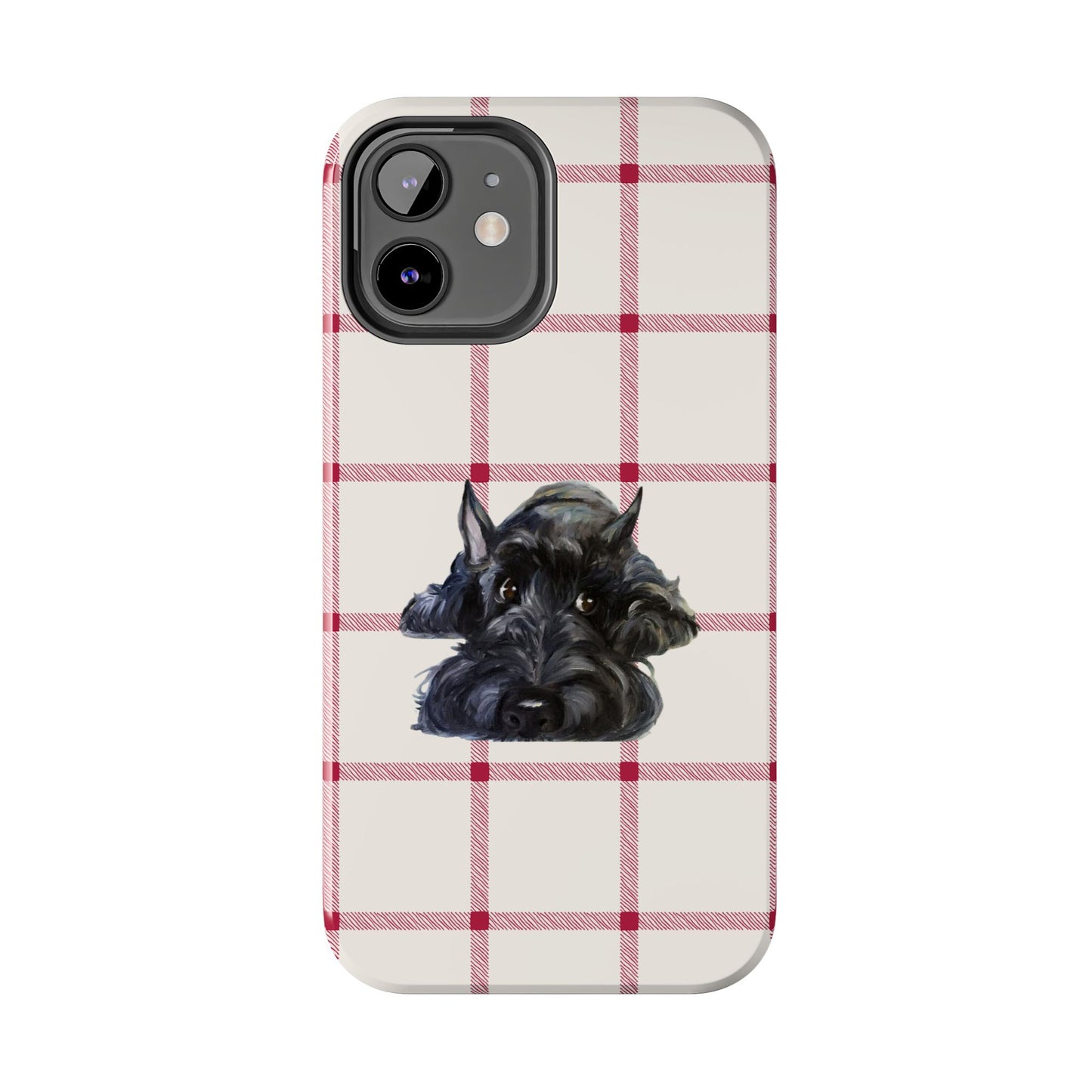 Scottish Terrier Phone Case, Tough Cases, Scottie Dog Phone Cover, Gift for Dog Lovers, Plaid Design