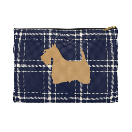 Scottish Terrier Accessory Pouch, Pet Lover Gift, Dog Travel Bag, Stylish Makeup Case, Plaid Organizer