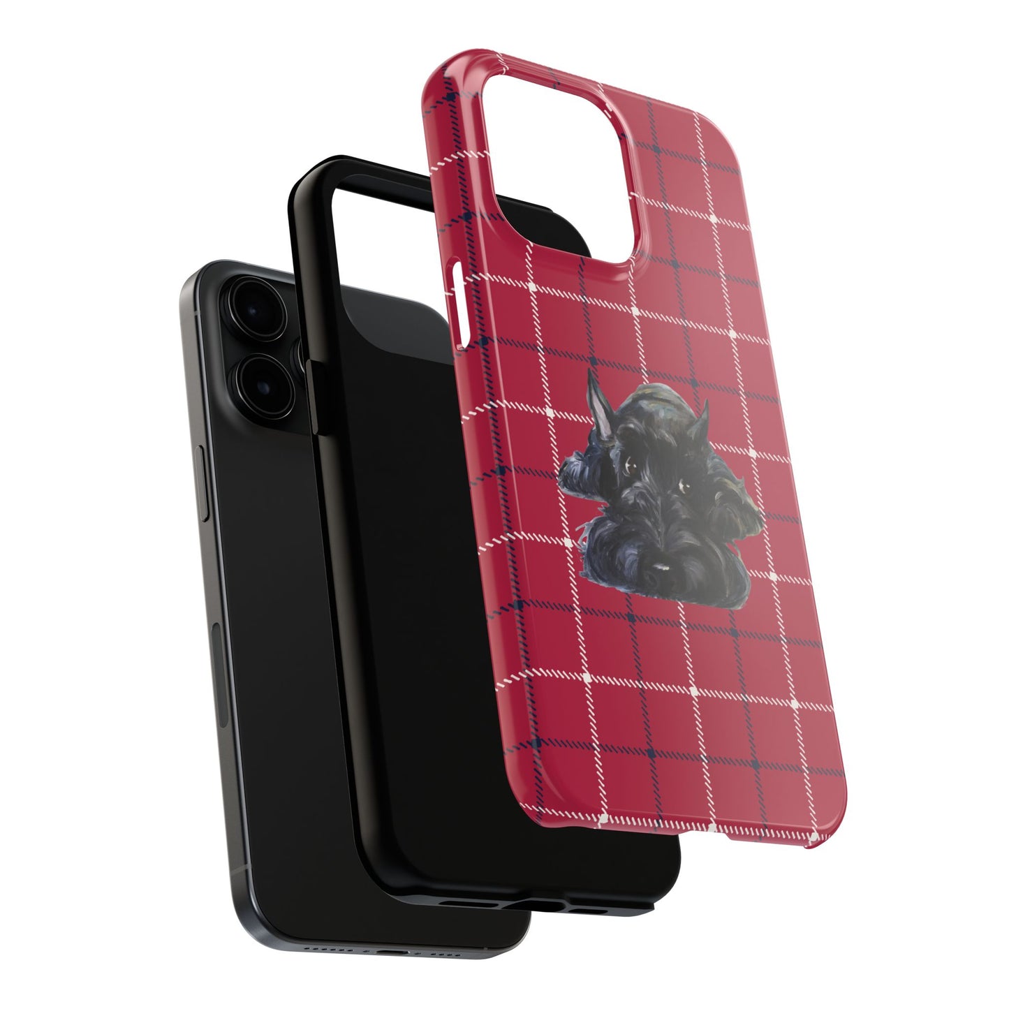 Scottish Terrier Phone Case, Tough Cases, Scottie Dog Phone Cover, Gift for Dog Lovers, Plaid Design