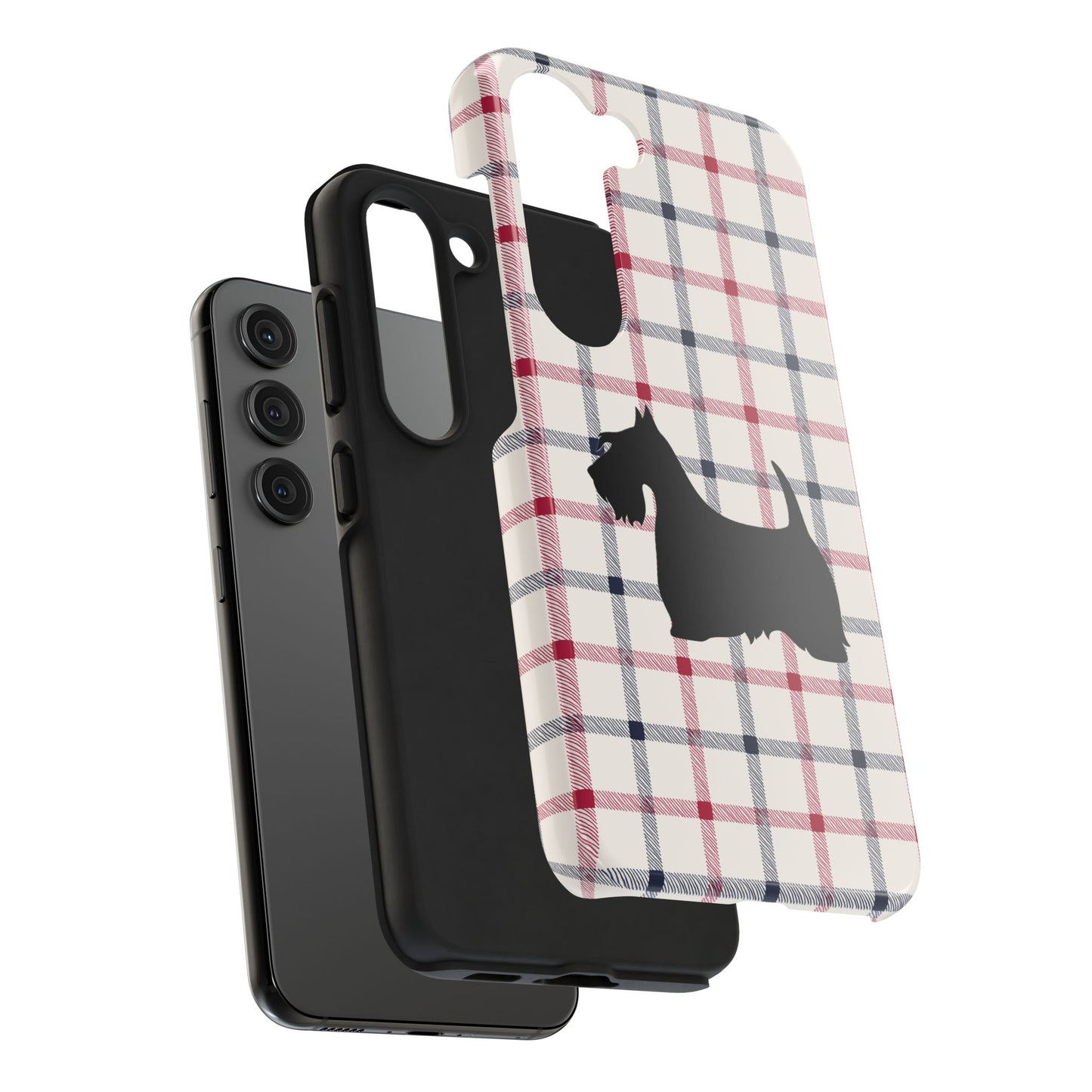 Scottish Terrier Phone Case, Tough Cases, Scottie Dog Phone Cover, Gift for Dog Lovers, Plaid Design
