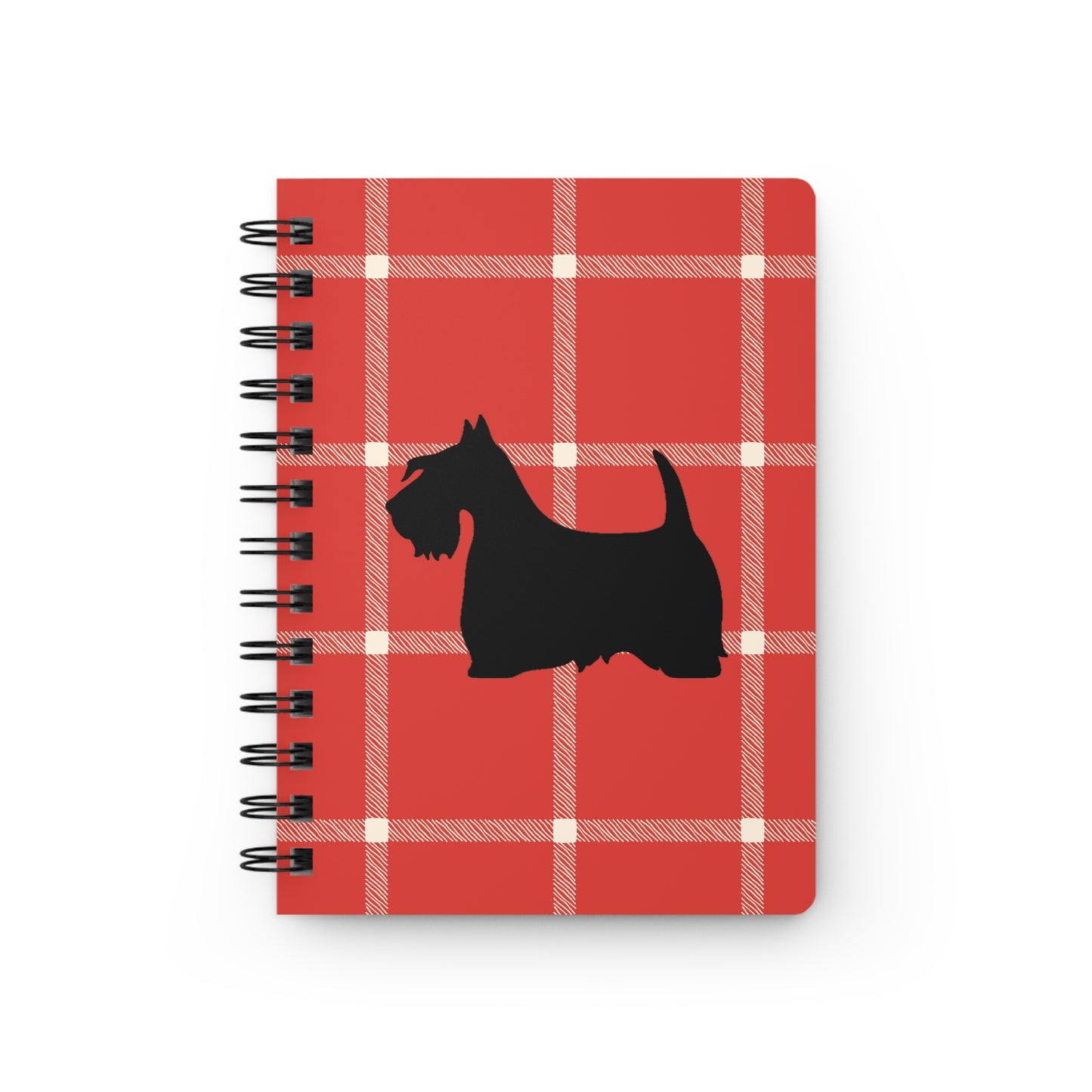 Plaid Spiral Bound Journal with Scottish Terrier Silhouette, Notebooks for Gifts, School Supplies, Writing, Pet Lovers