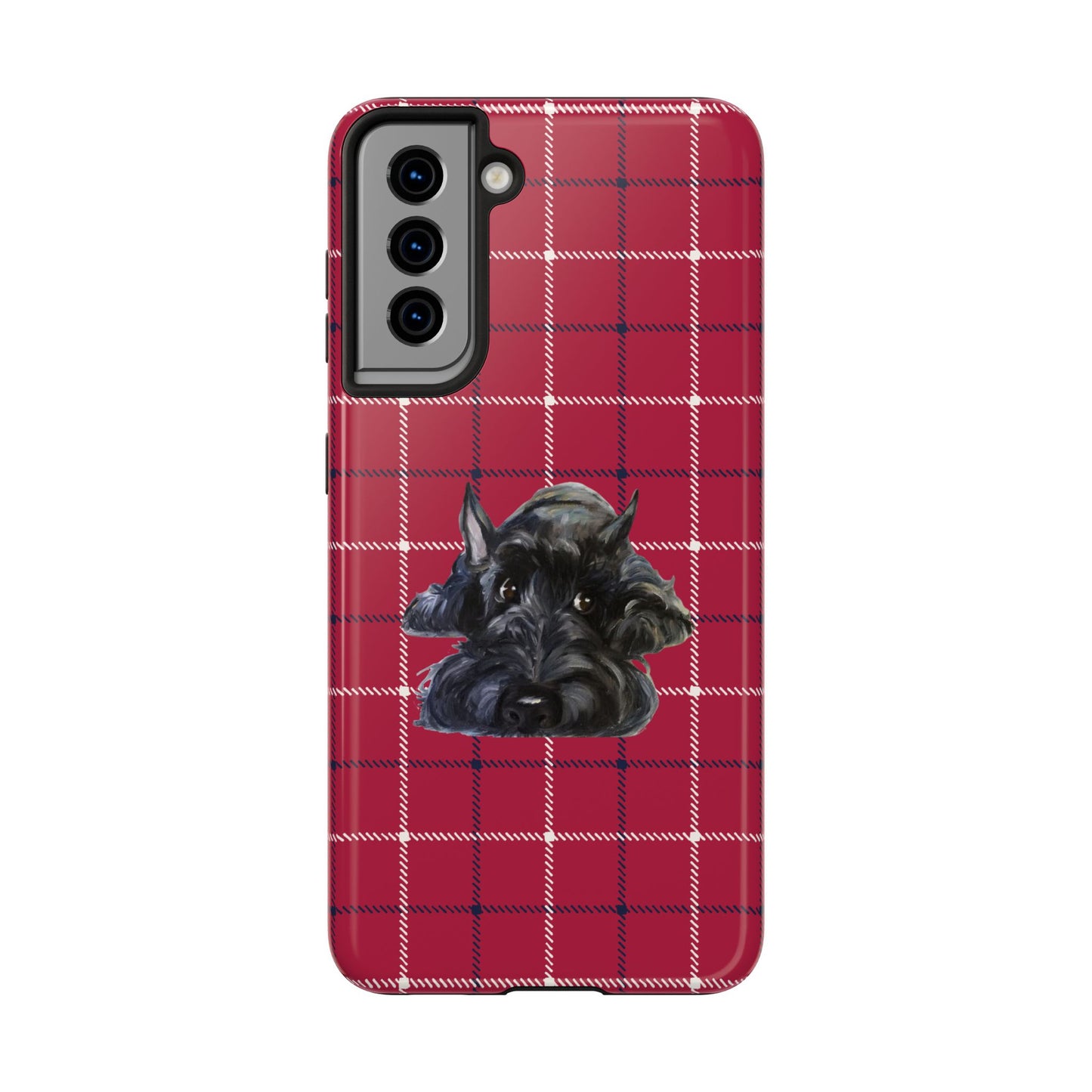 Scottish Terrier Phone Case, Tough Cases, Scottie Dog Phone Cover, Gift for Dog Lovers, Plaid Design