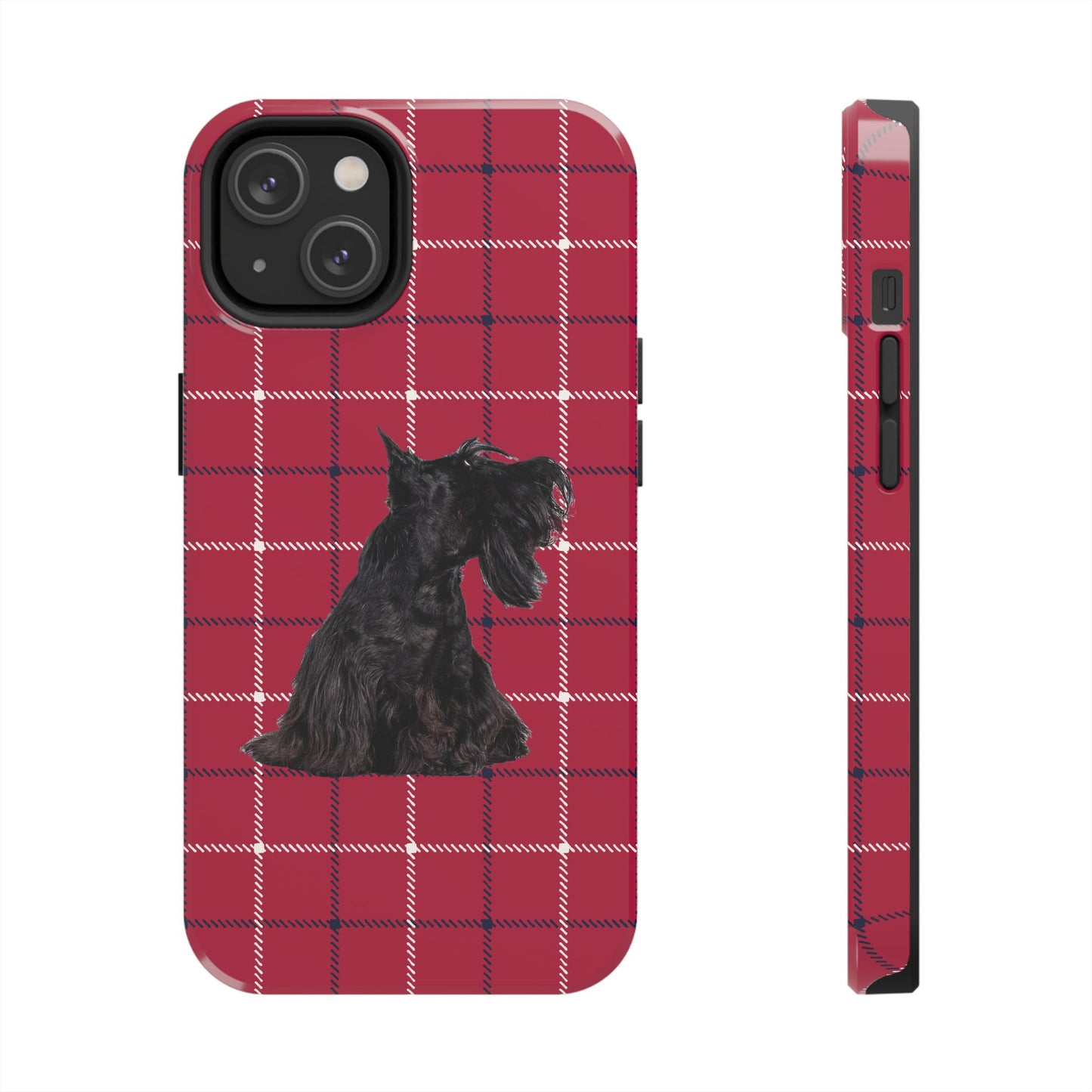 Scottish Terrier Phone Case, Tough Cases, Scottie Dog Phone Cover, Gift for Dog Lovers, Plaid Design