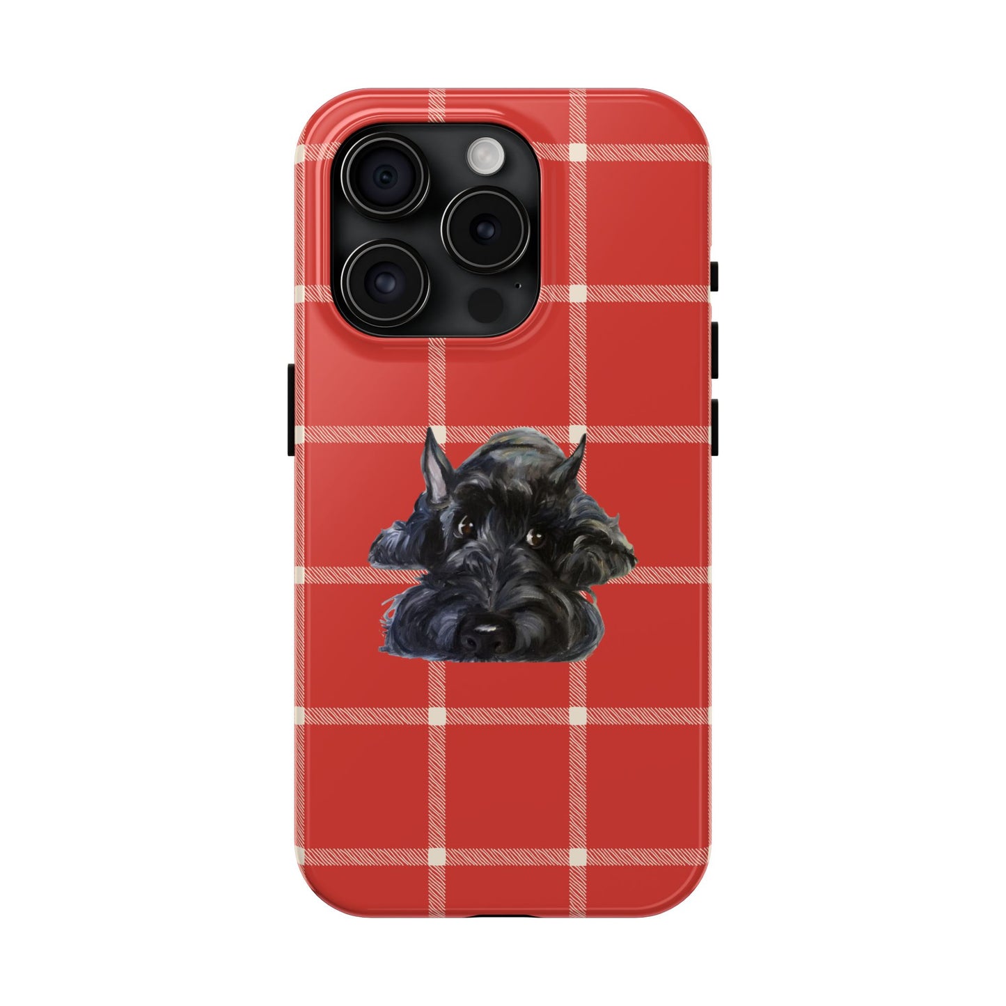 Scottish Terrier Phone Case, Tough Cases, Scottie Dog Phone Cover, Gift for Dog Lovers, Plaid Design