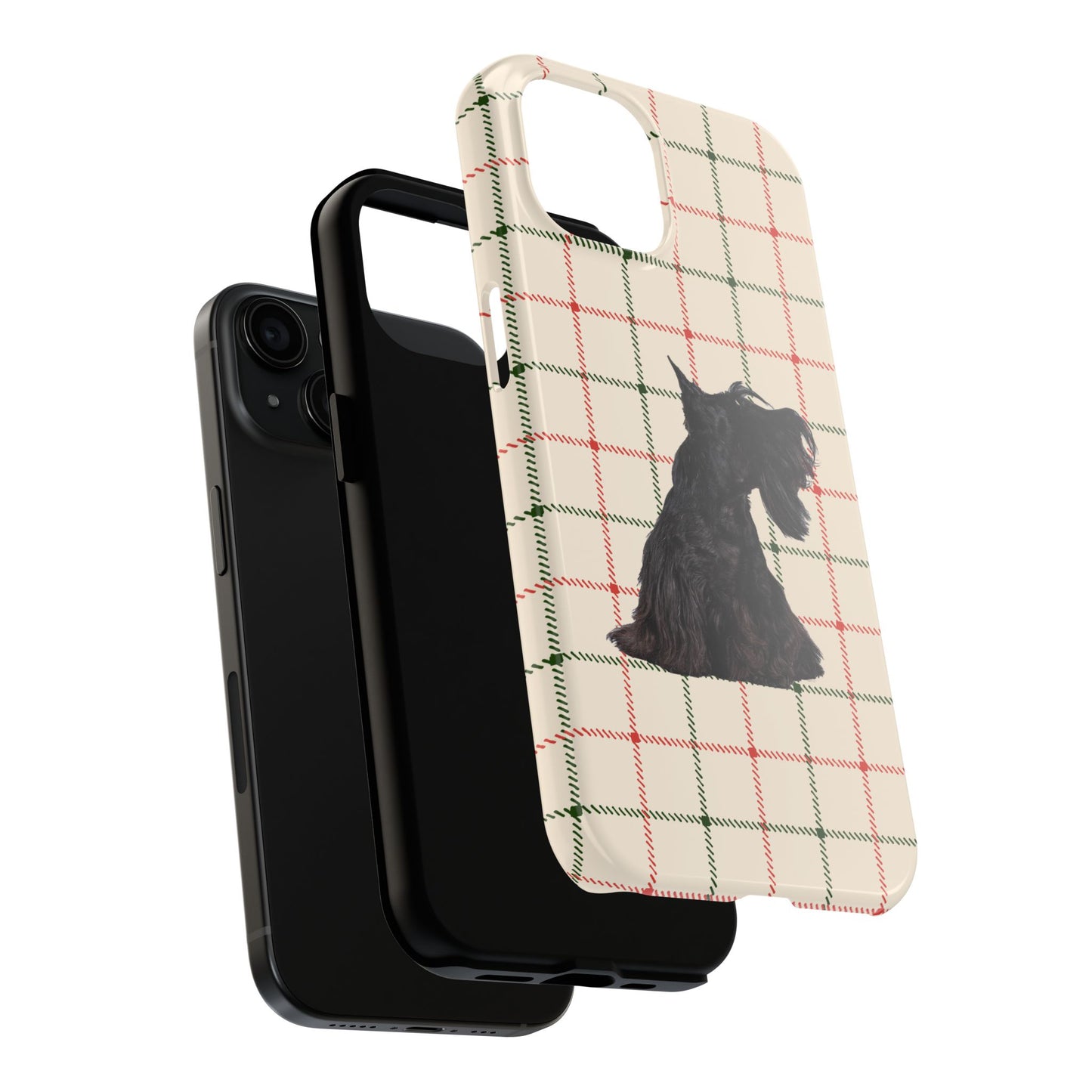 Scottish Terrier Phone Case, Tough Cases, Scottie Dog Phone Cover, Gift for Dog Lovers, Plaid Design