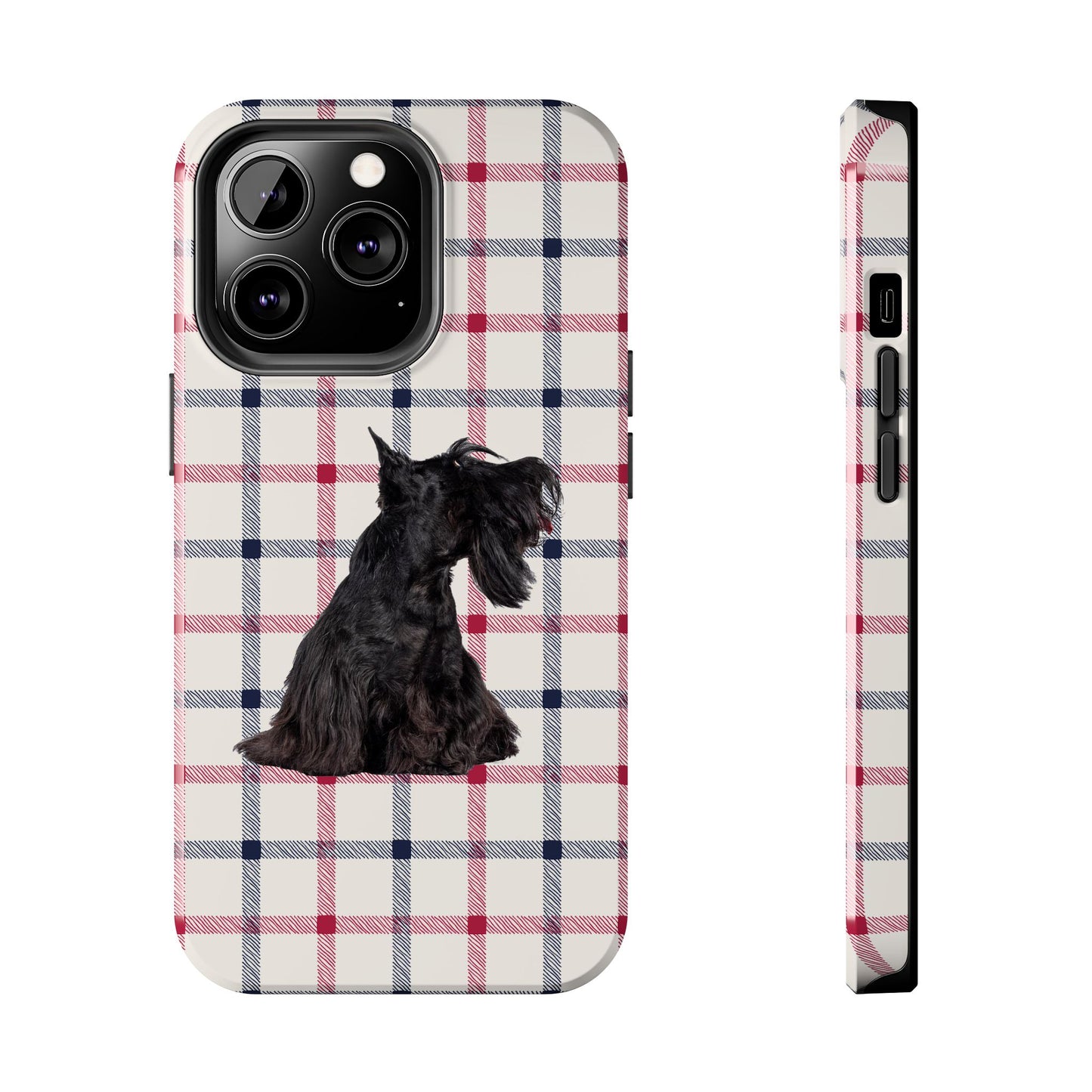 Scottish Terrier Phone Case, Tough Cases, Scottie Dog Phone Cover, Gift for Dog Lovers, Plaid Design