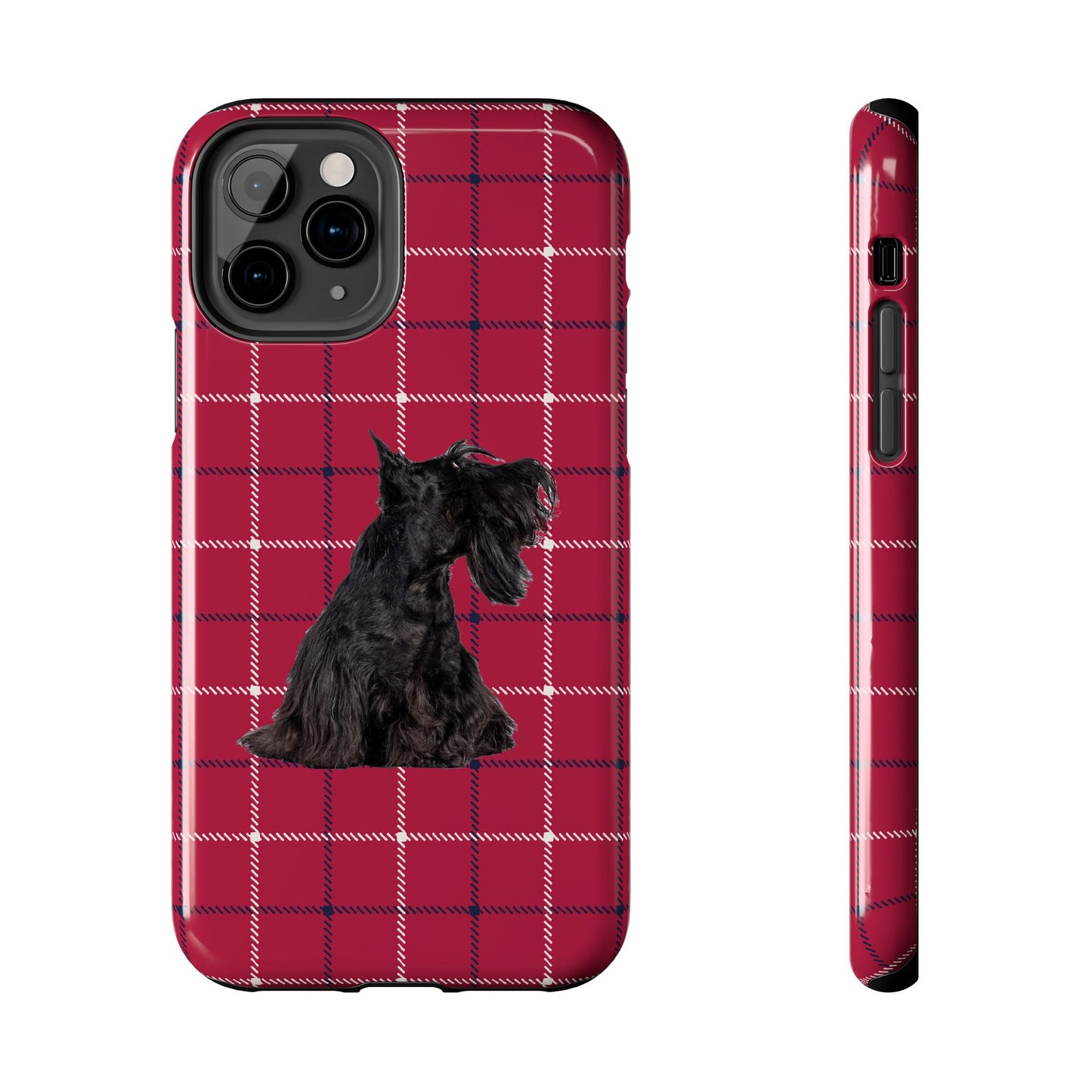 Scottish Terrier Phone Case, Tough Cases, Scottie Dog Phone Cover, Gift for Dog Lovers, Plaid Design