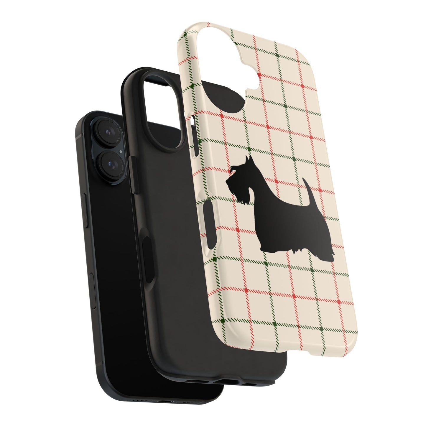 Scottish Terrier Phone Case, Tough Cases, Scottie Dog Phone Cover, Gift for Dog Lovers, Plaid Design