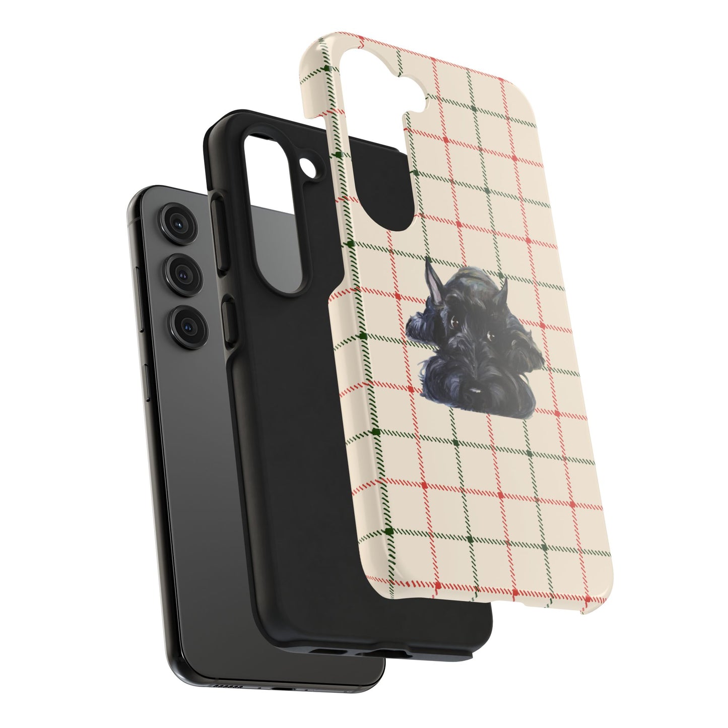 Scottish Terrier Phone Case, Tough Cases, Scottie Dog Phone Cover, Gift for Dog Lovers, Plaid Design