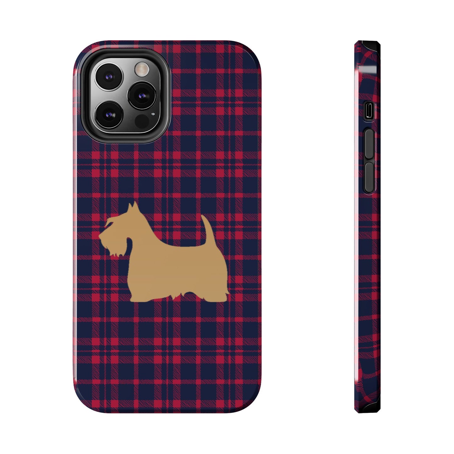 Scottish Terrier Phone Case, Tough Cases, Scottie Dog Phone Cover, Gift for Dog Lovers, Plaid Design