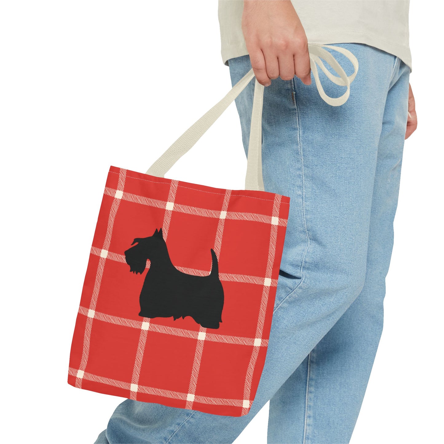 Plaid Scottish Terrier Tote Bag, Stylish Carryall for Pet Lovers, Perfect for Shopping, Beach Days, Teachers, Gifts, All-Occasion Bag