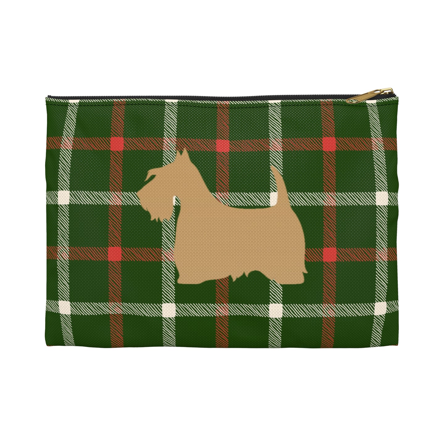 Scottish Terrier Accessory Pouch, Pet Lover Gift, Dog Travel Bag, Stylish Makeup Case, Plaid Organizer
