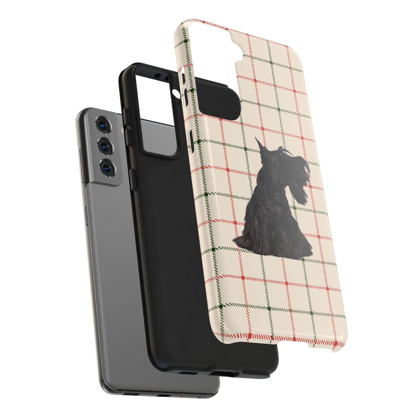 Scottish Terrier Phone Case, Tough Cases, Scottie Dog Phone Cover, Gift for Dog Lovers, Plaid Design