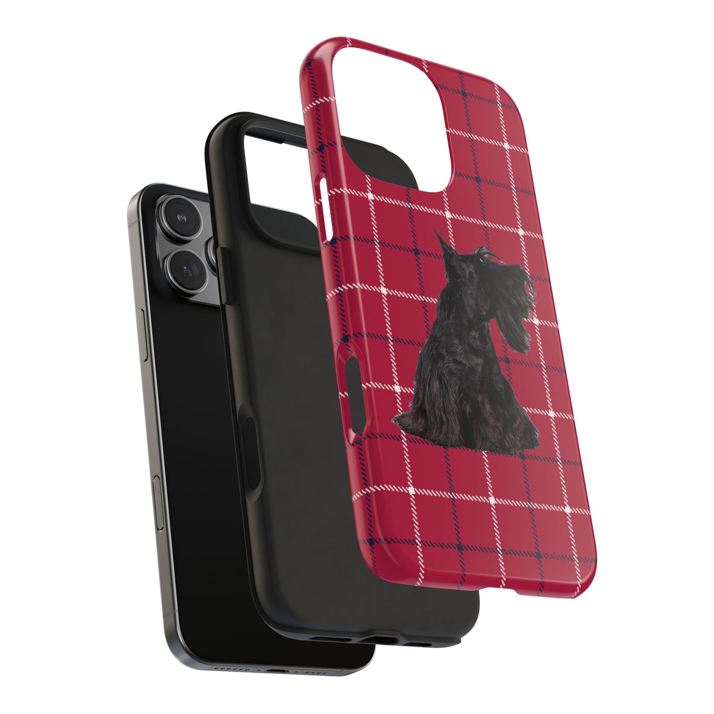 Scottish Terrier Phone Case, Tough Cases, Scottie Dog Phone Cover, Gift for Dog Lovers, Plaid Design