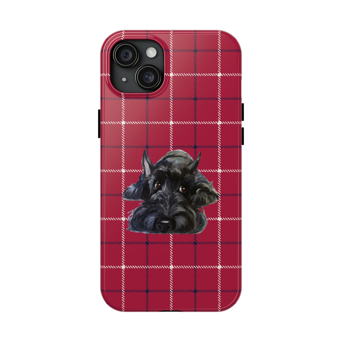 Scottish Terrier Phone Case, Tough Cases, Scottie Dog Phone Cover, Gift for Dog Lovers, Plaid Design