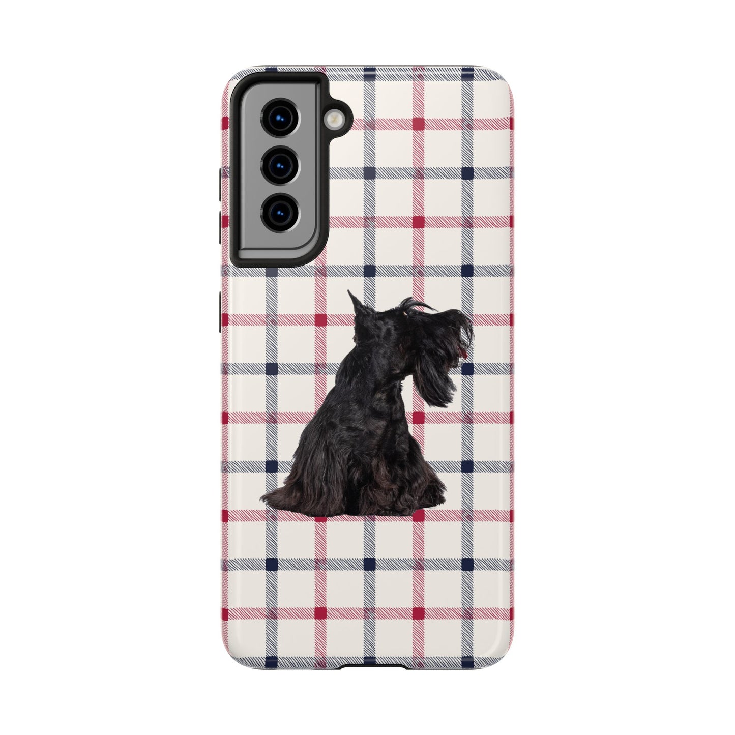 Scottish Terrier Phone Case, Tough Cases, Scottie Dog Phone Cover, Gift for Dog Lovers, Plaid Design
