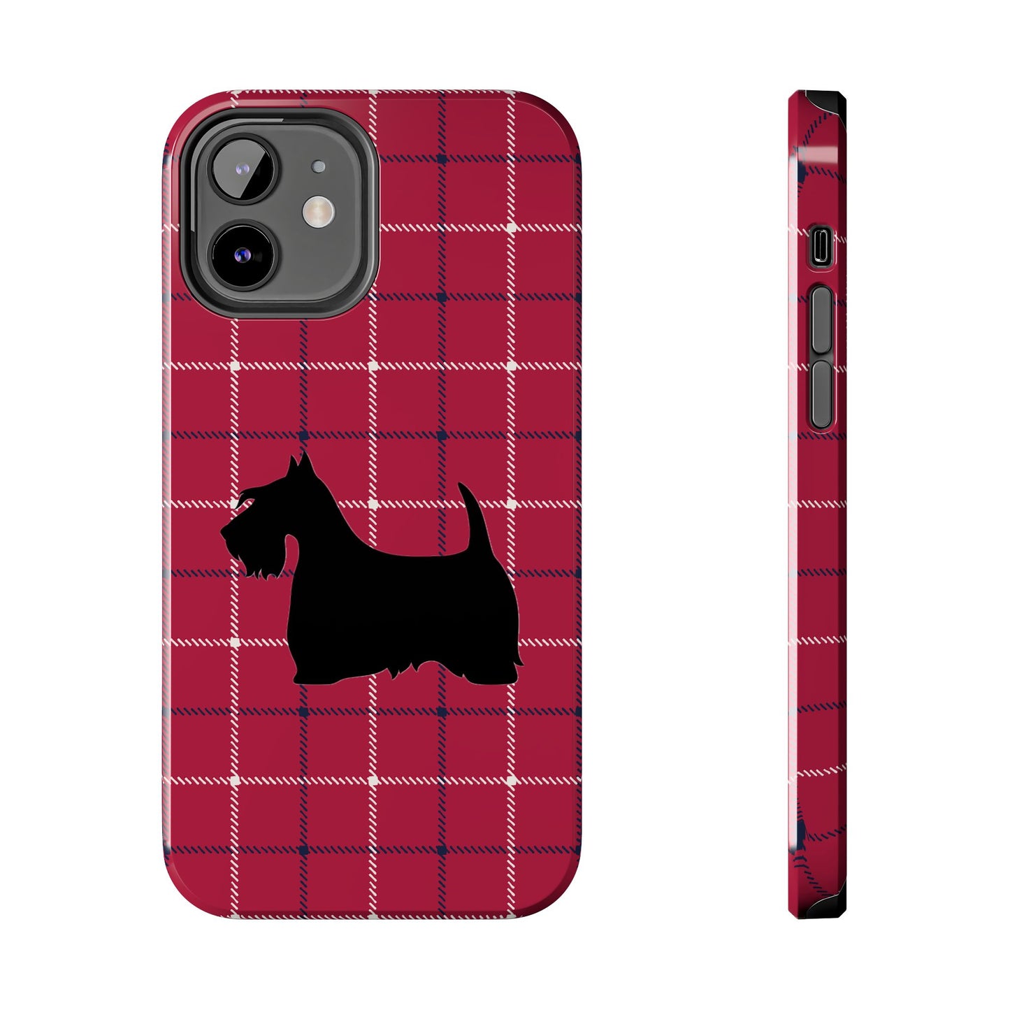 Scottish Terrier Phone Case, Tough Cases, Scottie Dog Phone Cover, Gift for Dog Lovers, Plaid Design