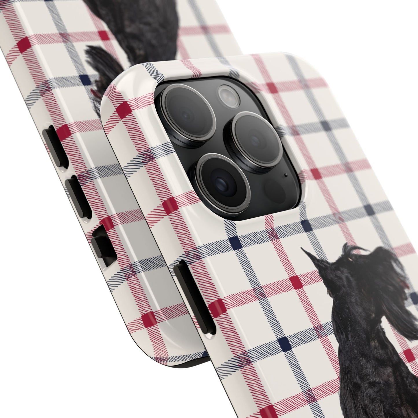 Scottish Terrier Phone Case, Tough Cases, Scottie Dog Phone Cover, Gift for Dog Lovers, Plaid Design