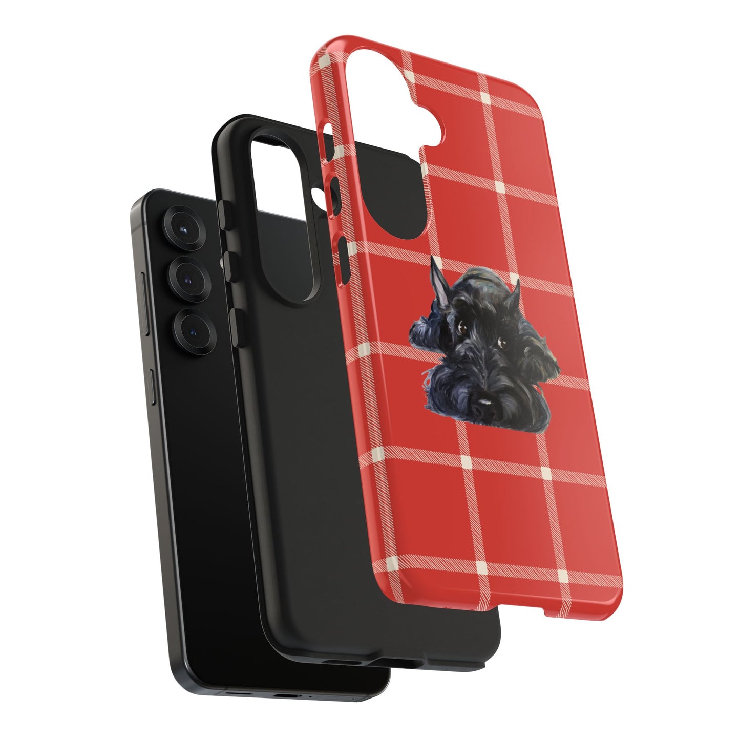 Scottish Terrier Phone Case, Tough Cases, Scottie Dog Phone Cover, Gift for Dog Lovers, Plaid Design