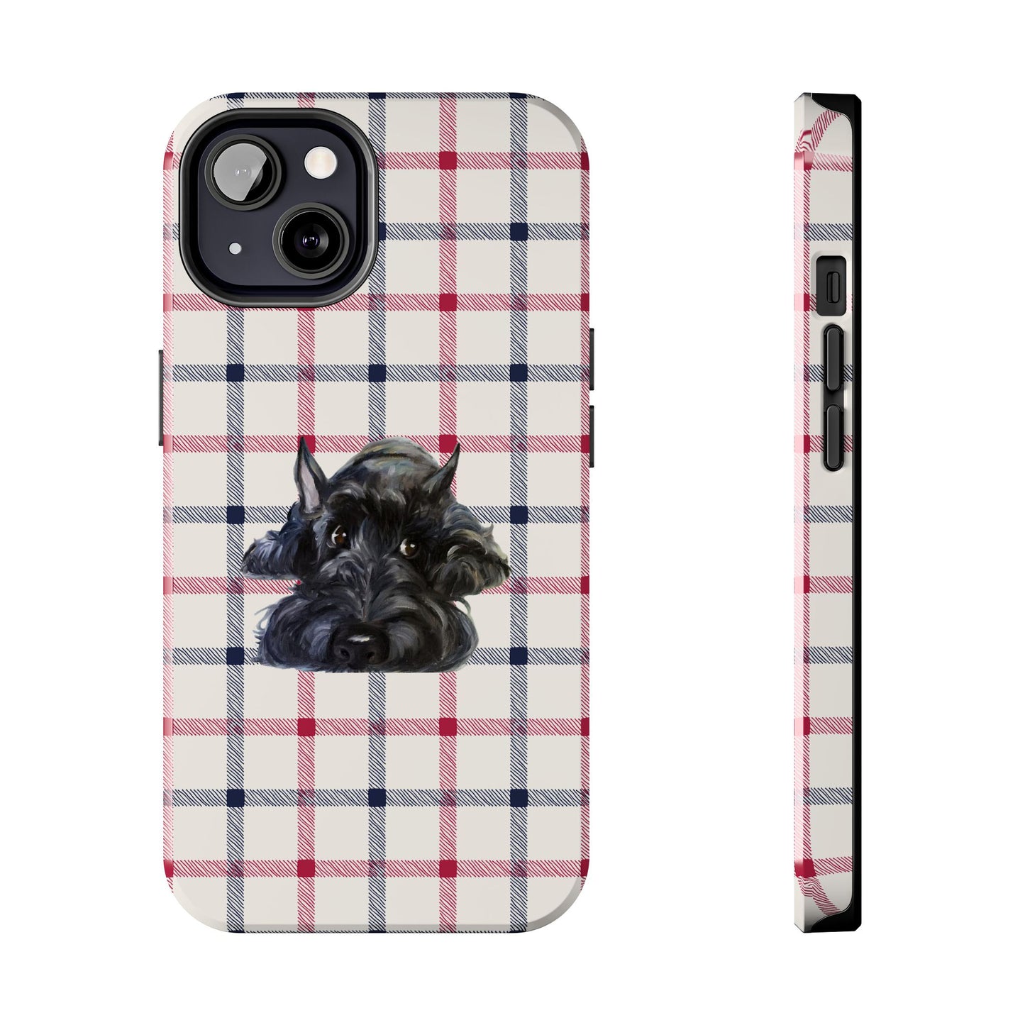 Scottish Terrier Phone Case, Tough Cases, Scottie Dog Phone Cover, Gift for Dog Lovers, Plaid Design