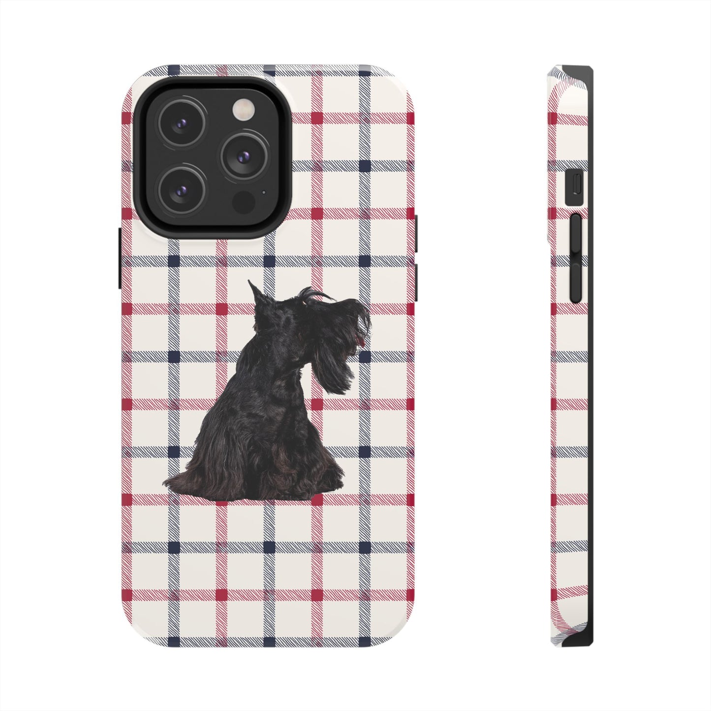 Scottish Terrier Phone Case, Tough Cases, Scottie Dog Phone Cover, Gift for Dog Lovers, Plaid Design