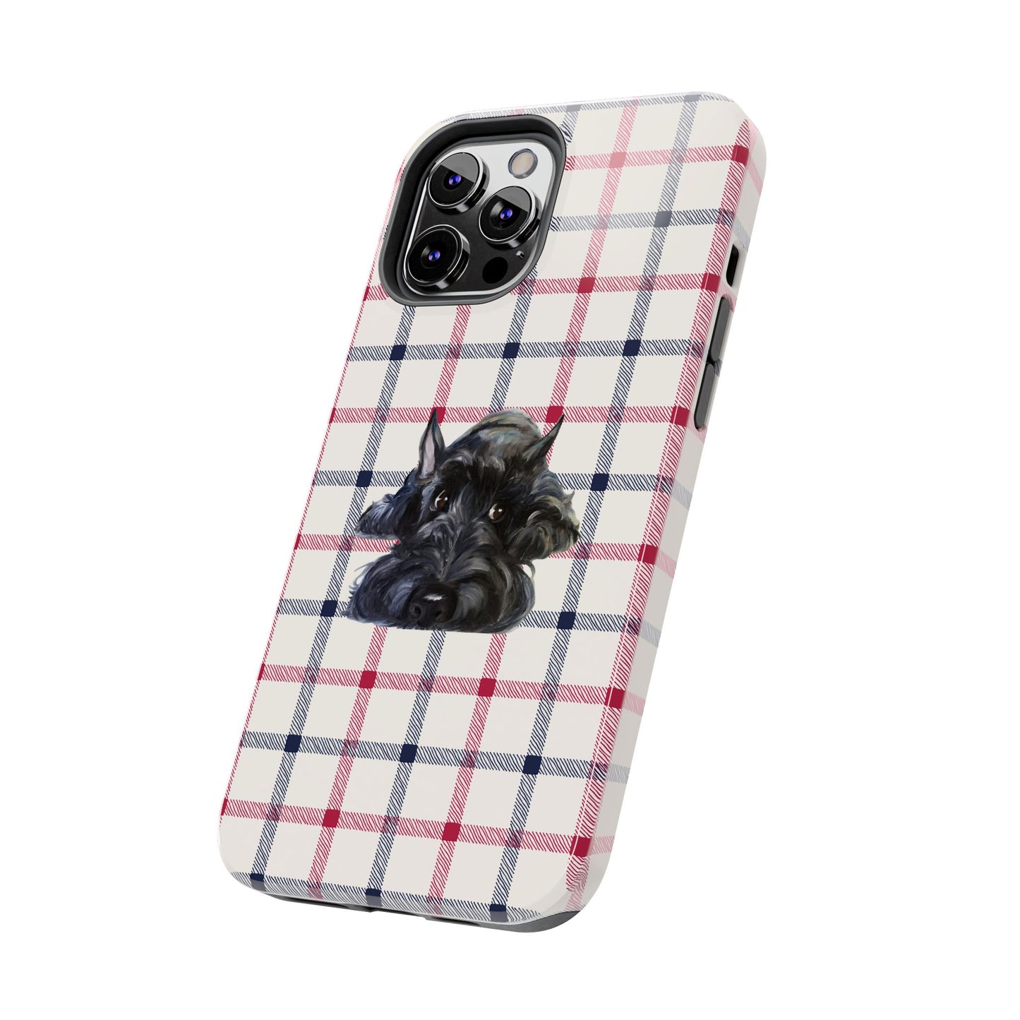 Scottish Terrier Phone Case, Tough Cases, Scottie Dog Phone Cover, Gift for Dog Lovers, Plaid Design