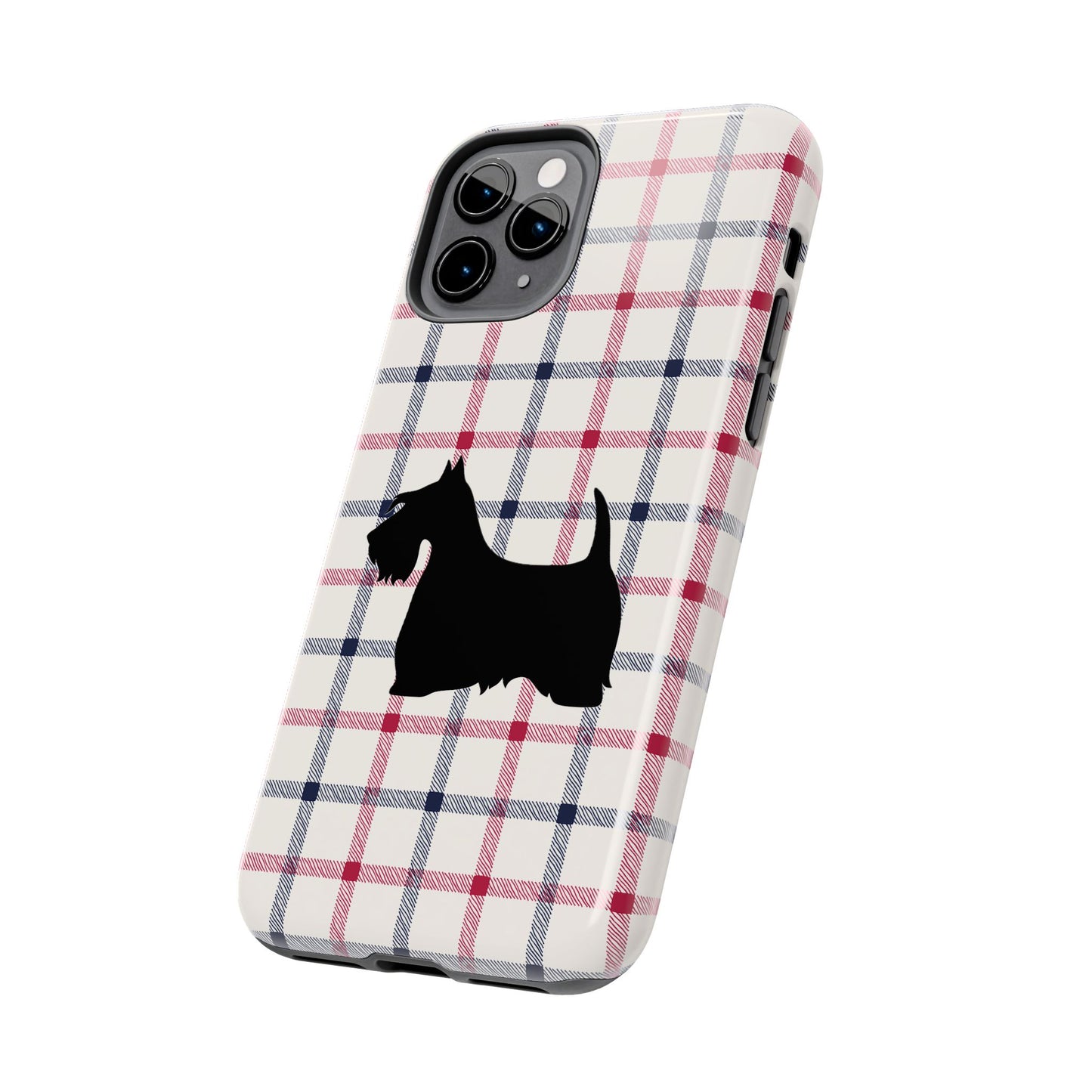 Scottish Terrier Phone Case, Tough Cases, Scottie Dog Phone Cover, Gift for Dog Lovers, Plaid Design