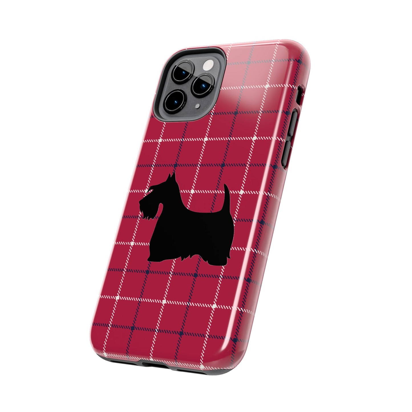 Scottish Terrier Phone Case, Tough Cases, Scottie Dog Phone Cover, Gift for Dog Lovers, Plaid Design