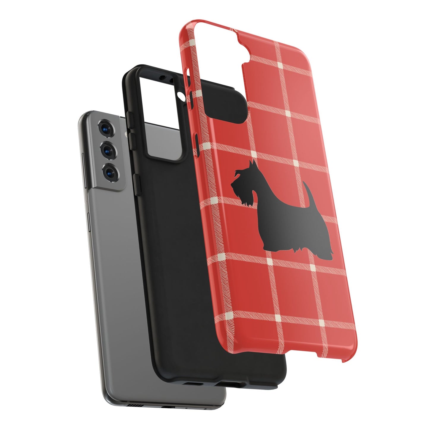 Scottish Terrier Phone Case, Tough Cases, Scottie Dog Phone Cover, Gift for Dog Lovers, Plaid Design