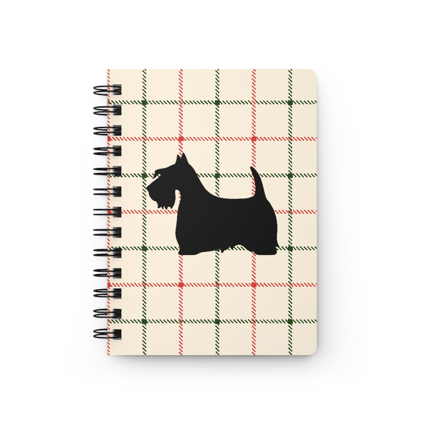 Plaid Spiral Bound Journal with Scottish Terrier Silhouette, Notebooks for Gifts, School Supplies, Writing, Pet Lovers