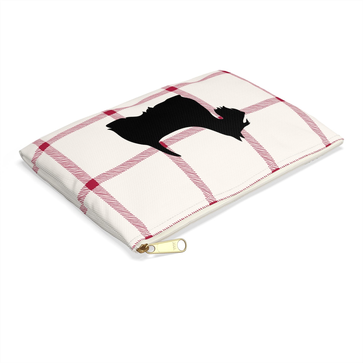 Scottish Terrier Accessory Pouch, Pet Lover Gift, Dog Travel Bag, Stylish Makeup Case, Plaid Organizer