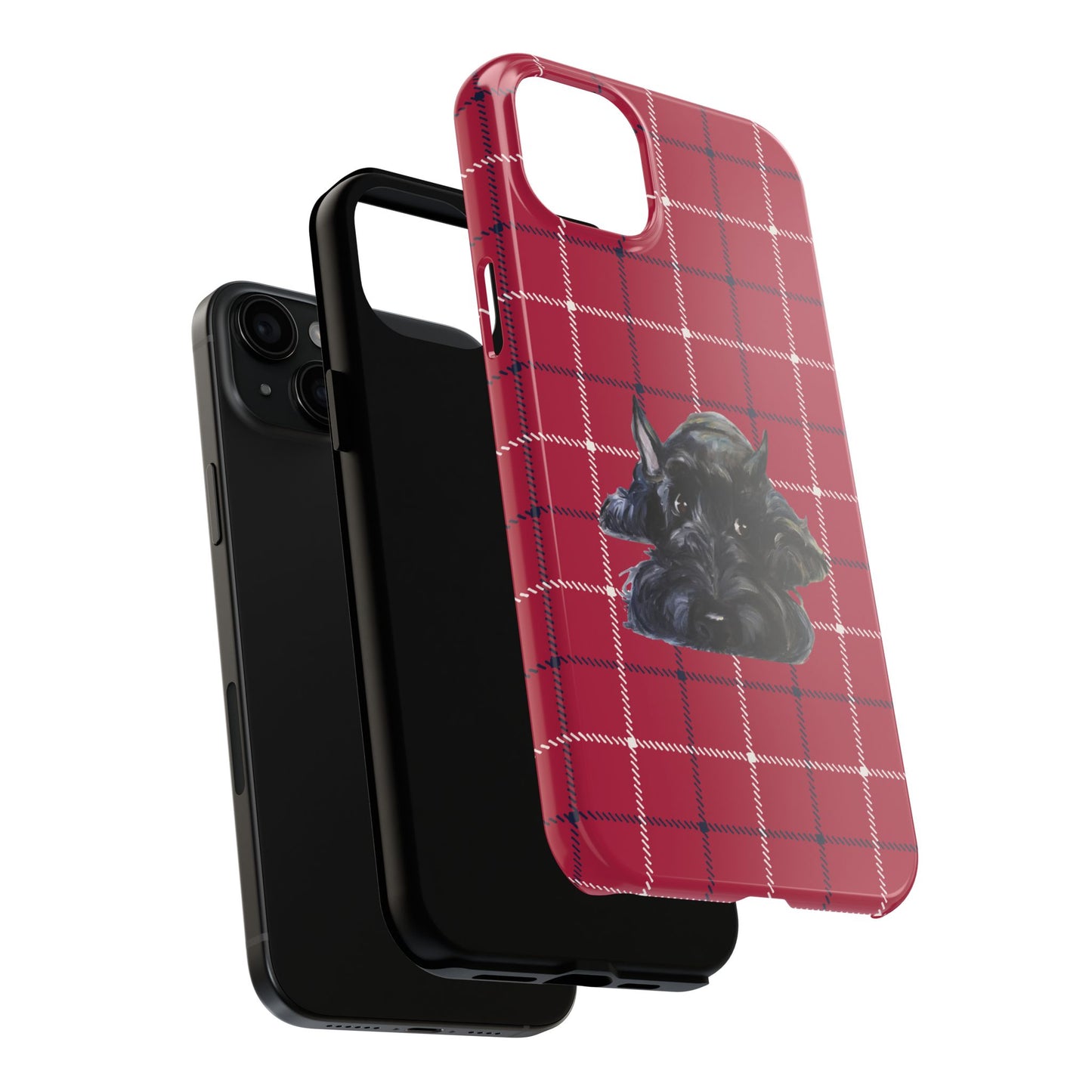 Scottish Terrier Phone Case, Tough Cases, Scottie Dog Phone Cover, Gift for Dog Lovers, Plaid Design