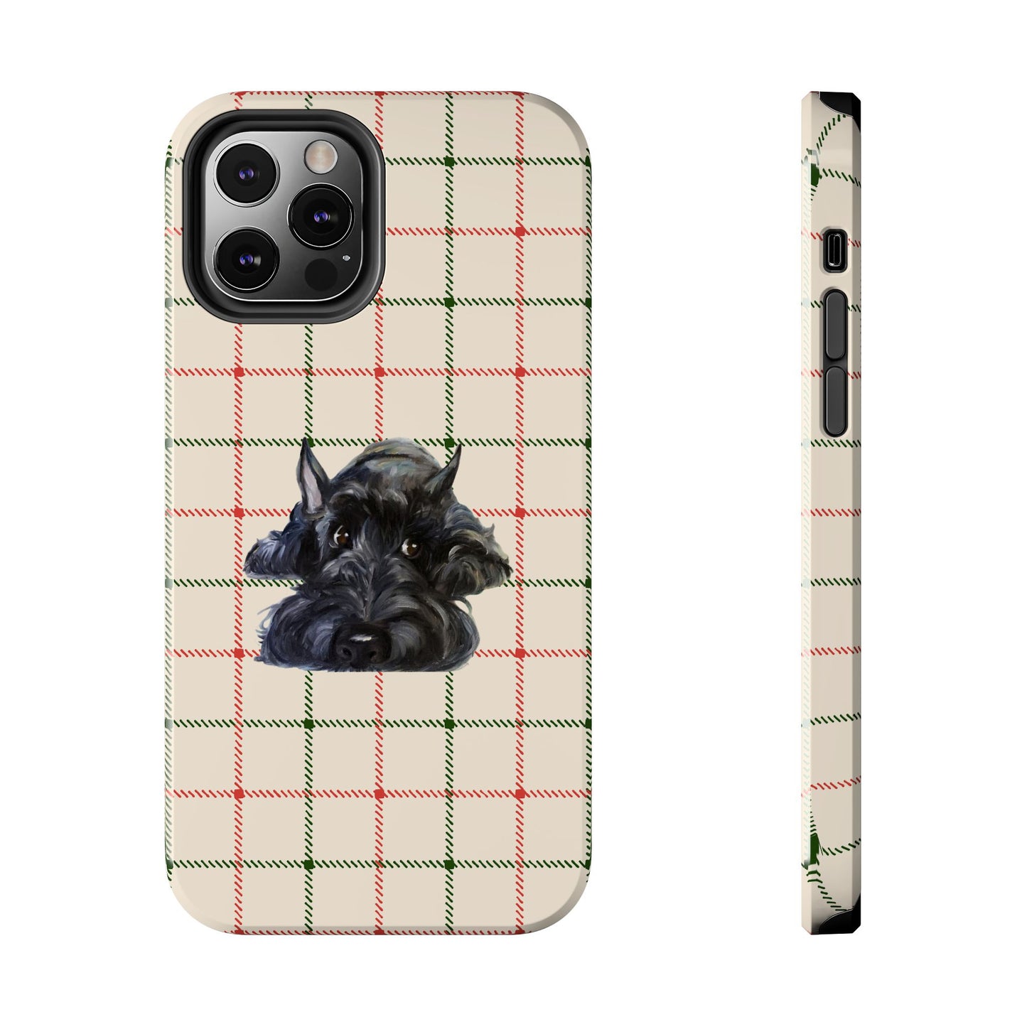 Scottish Terrier Phone Case, Tough Cases, Scottie Dog Phone Cover, Gift for Dog Lovers, Plaid Design