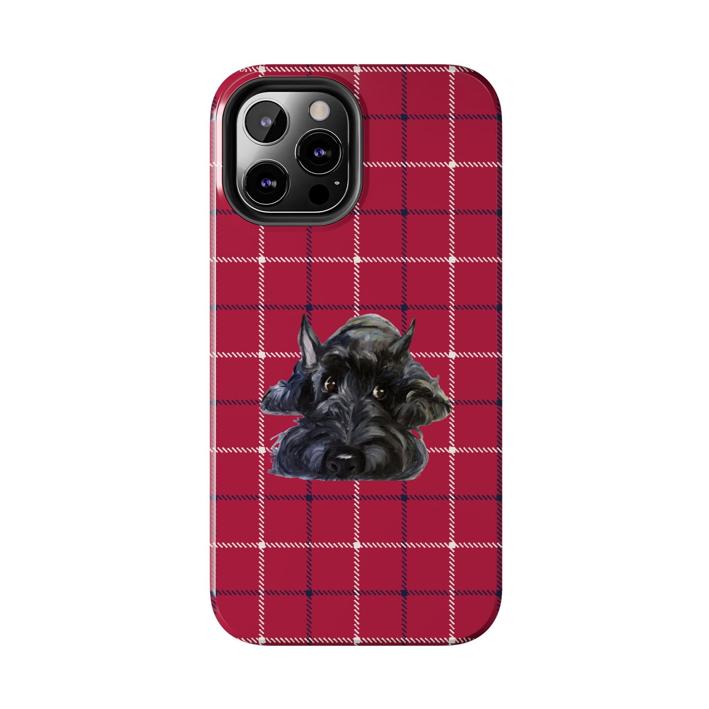 Scottish Terrier Phone Case, Tough Cases, Scottie Dog Phone Cover, Gift for Dog Lovers, Plaid Design