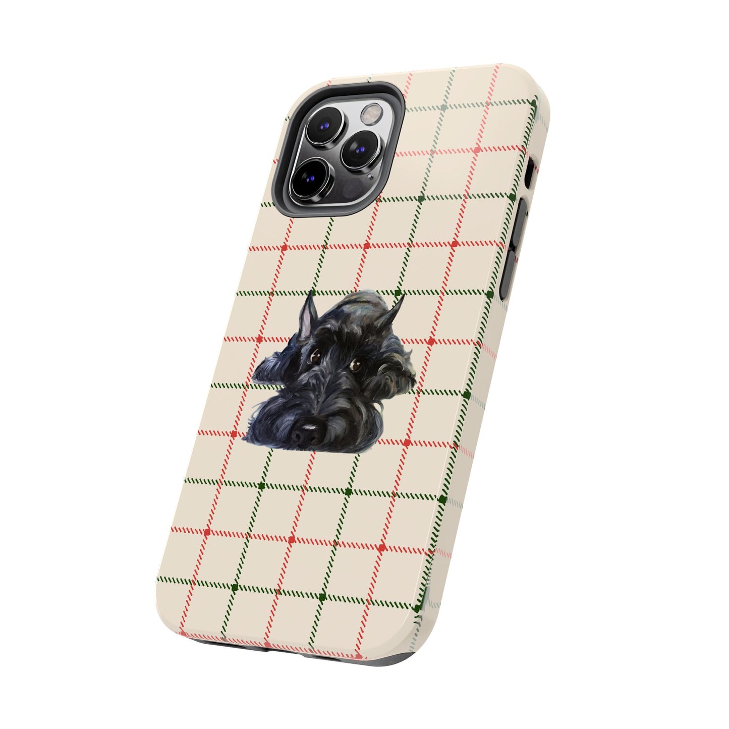 Scottish Terrier Phone Case, Tough Cases, Scottie Dog Phone Cover, Gift for Dog Lovers, Plaid Design