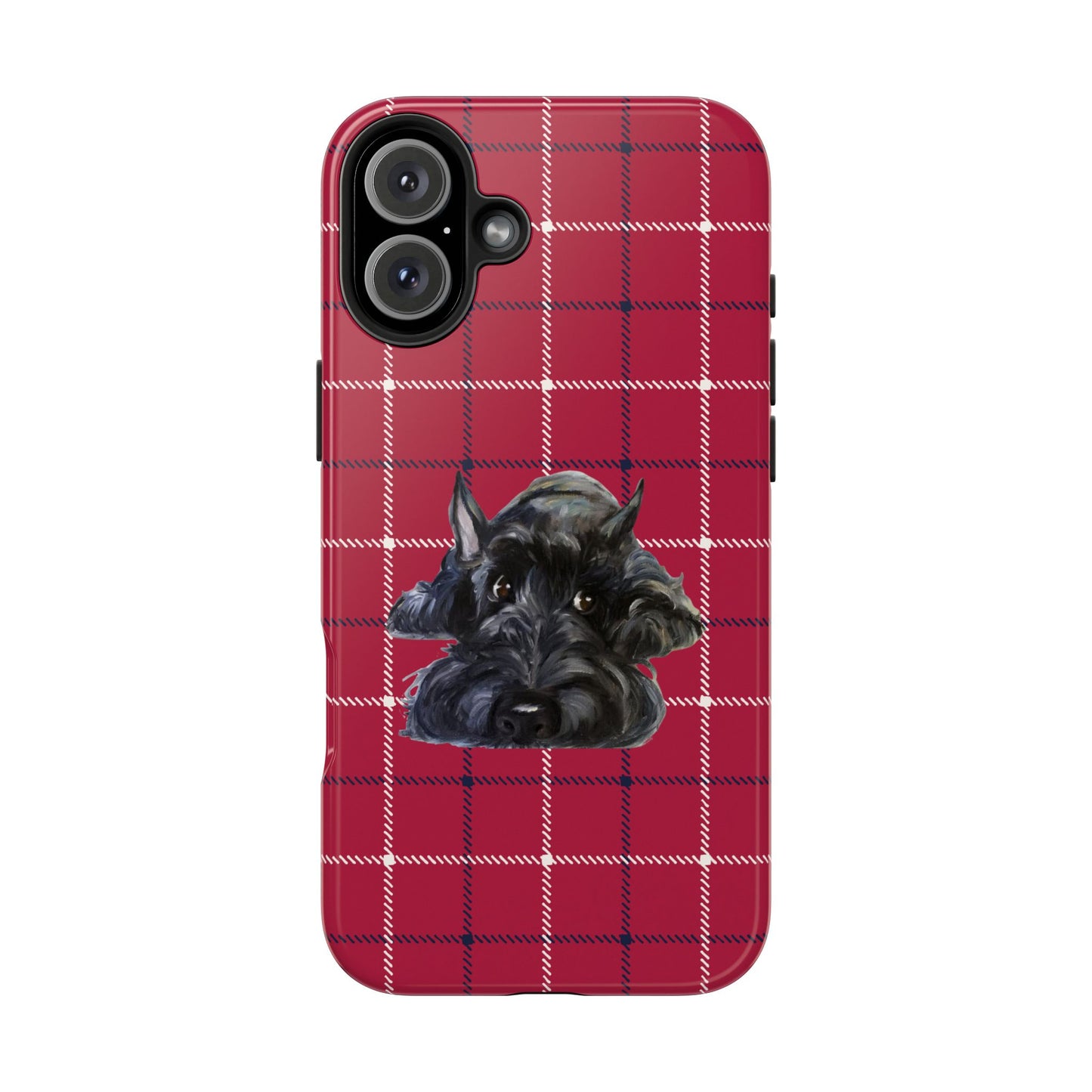 Scottish Terrier Phone Case, Tough Cases, Scottie Dog Phone Cover, Gift for Dog Lovers, Plaid Design