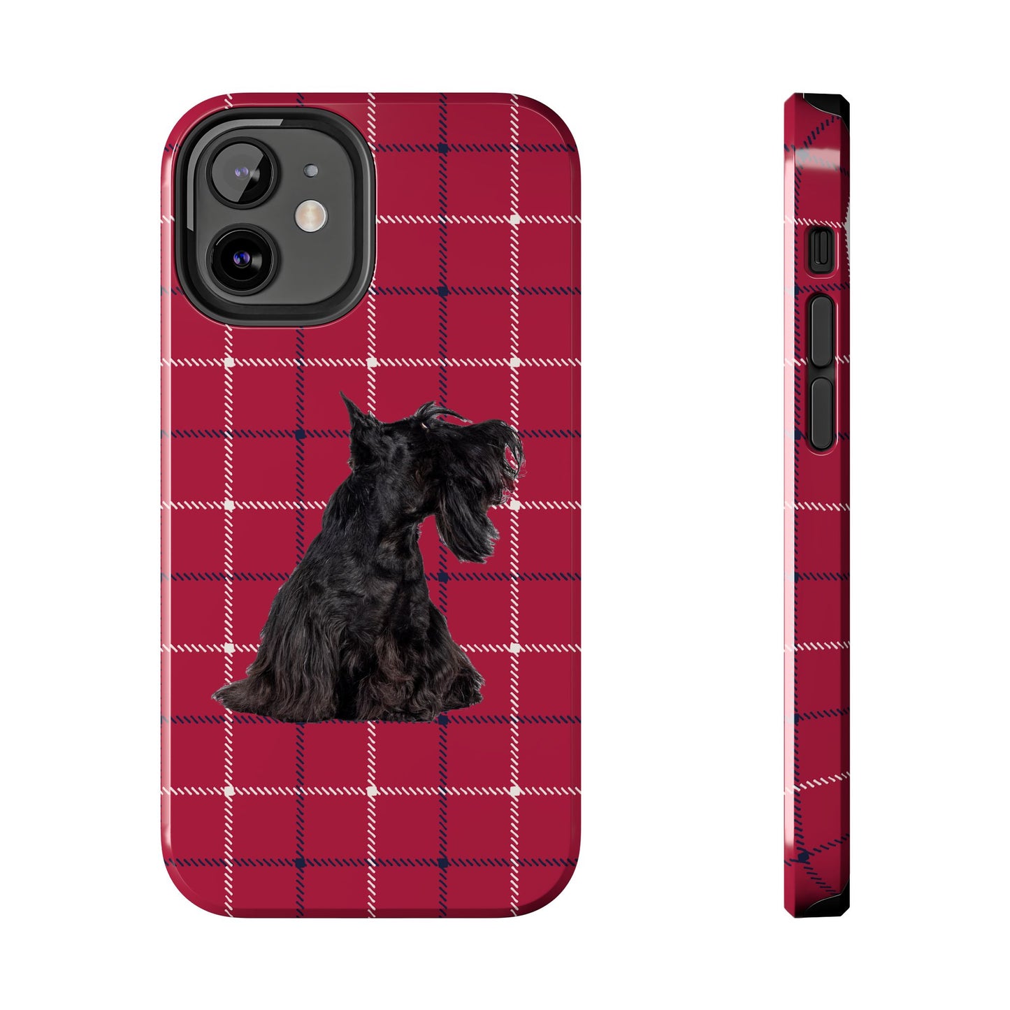 Scottish Terrier Phone Case, Tough Cases, Scottie Dog Phone Cover, Gift for Dog Lovers, Plaid Design