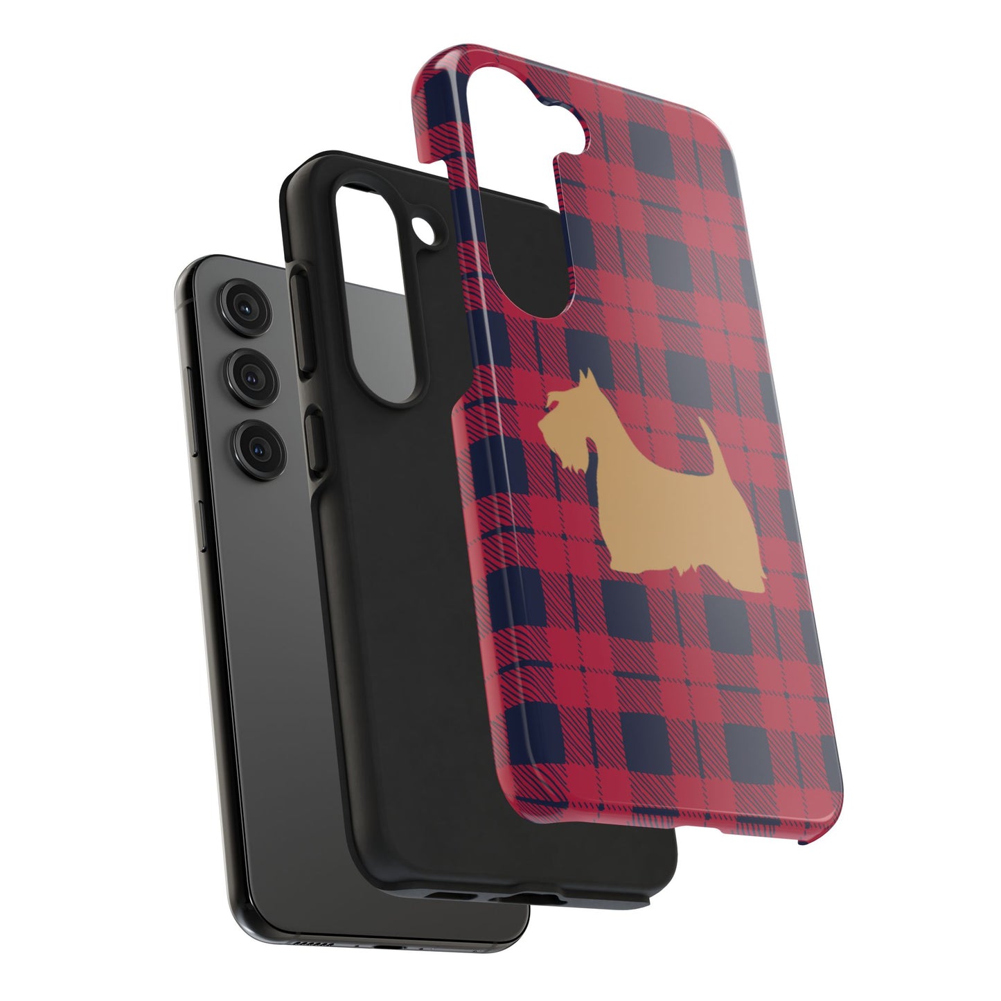 Scottish Terrier Phone Case, Tough Cases, Scottie Dog Phone Cover, Gift for Dog Lovers, Plaid Design