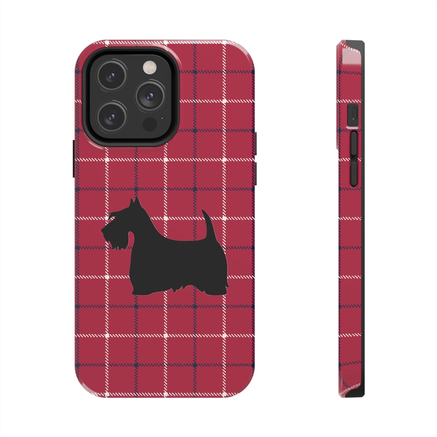 Scottish Terrier Phone Case, Tough Cases, Scottie Dog Phone Cover, Gift for Dog Lovers, Plaid Design