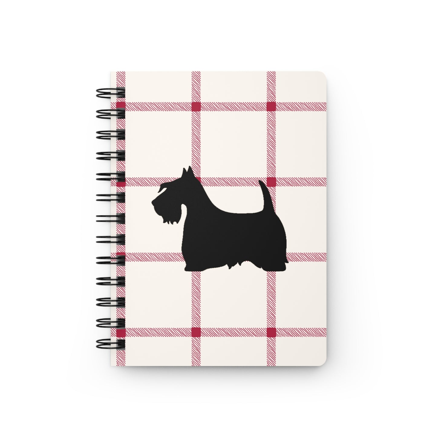 Spiral Bound Journal - Scottish Terrier Silhouette Tartan Design
