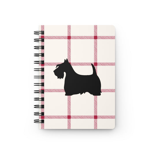 Spiral Bound Journal - Scottish Terrier Silhouette Tartan Design
