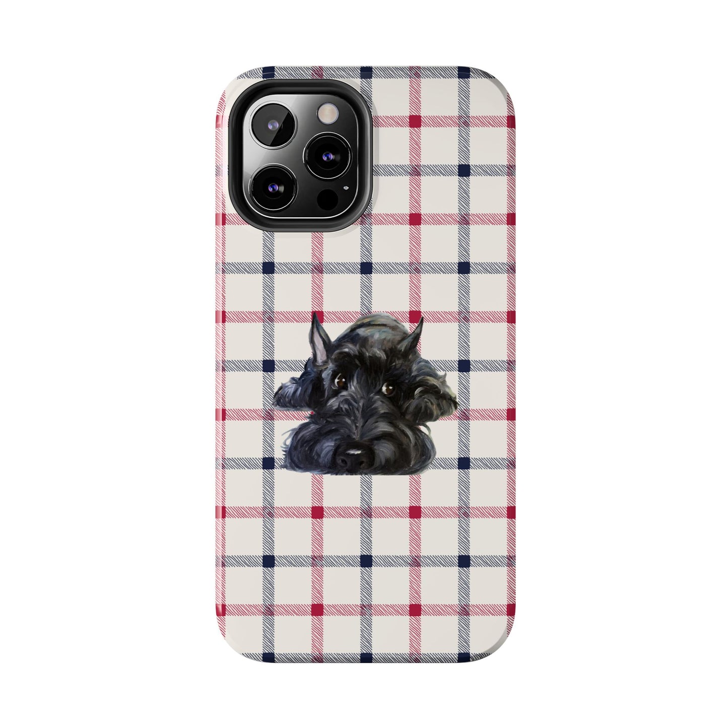 Scottish Terrier Phone Case, Tough Cases, Scottie Dog Phone Cover, Gift for Dog Lovers, Plaid Design