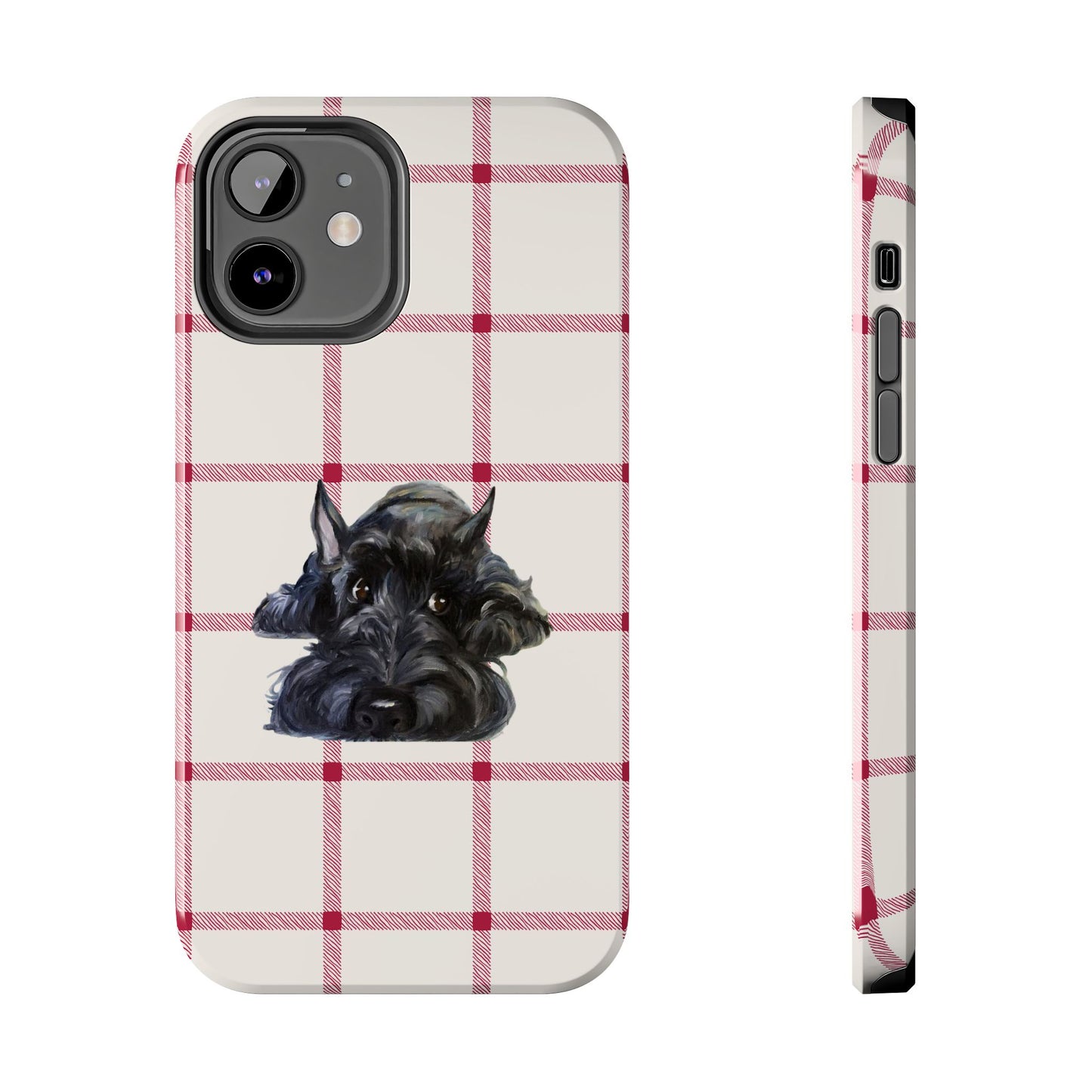 Scottish Terrier Phone Case, Tough Cases, Scottie Dog Phone Cover, Gift for Dog Lovers, Plaid Design