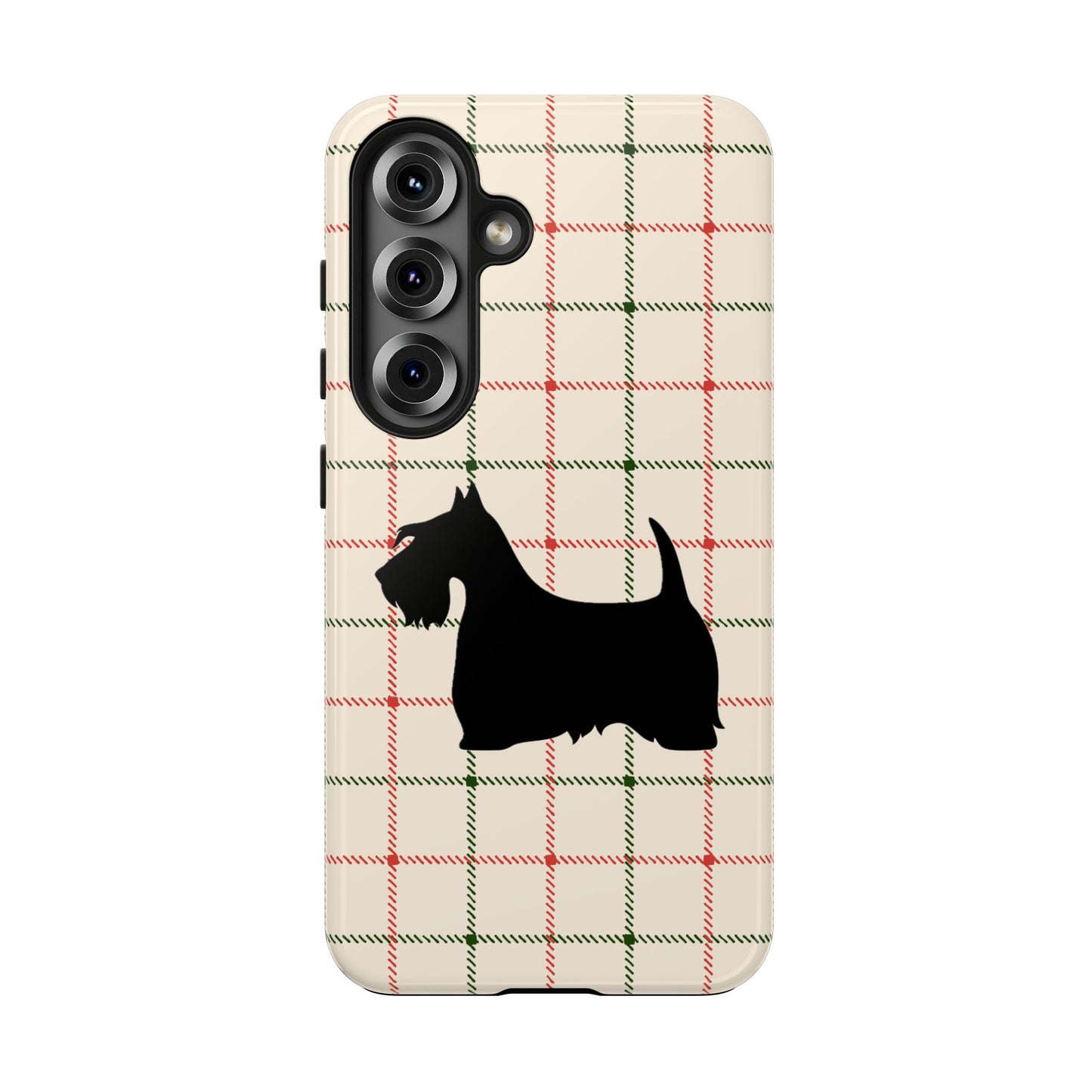 Scottish Terrier Phone Case, Tough Cases, Scottie Dog Phone Cover, Gift for Dog Lovers, Plaid Design